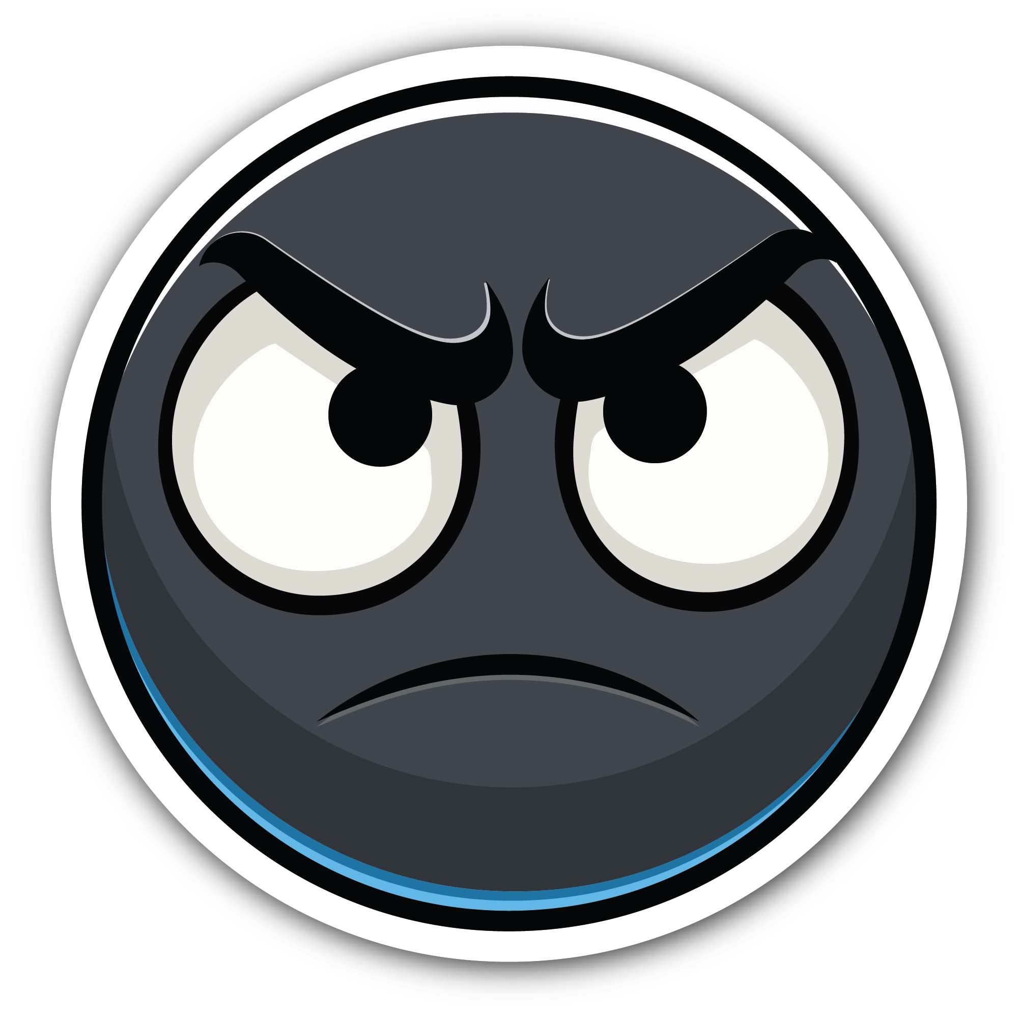Black Angry Face Emoji Sticker, Waterproof Vinyl Decal Sticker Indoor Or Outdoor 2 (Pieces) 3" and 5"