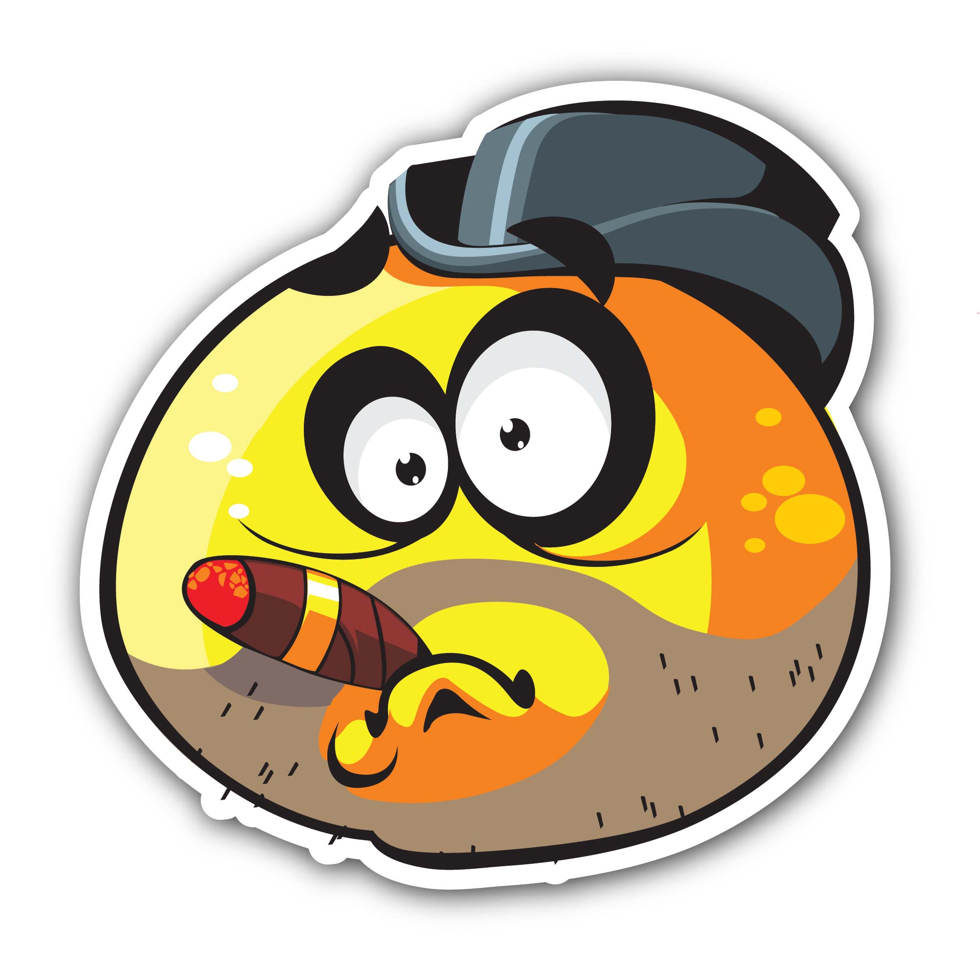 Smokey emoji Sticker, Waterproof Vinyl Decal Sticker Indoor Or Outdoor 2 (Pieces) 3" and 5"