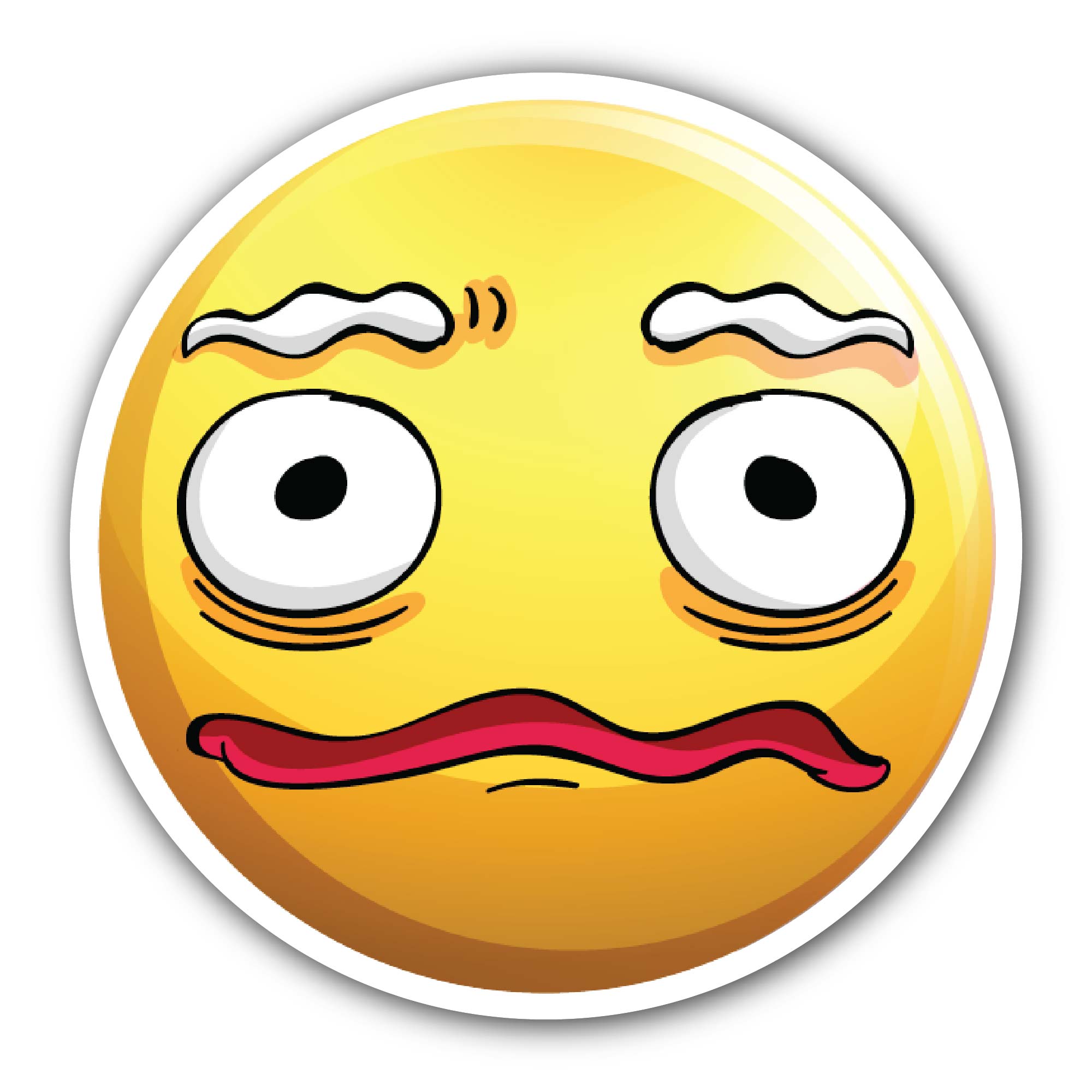 Frightful Face on Yellow Badge Sticker, Waterproof Vinyl Decal Sticker Indoor Or Outdoor 2 (Pieces) 3" and 5"