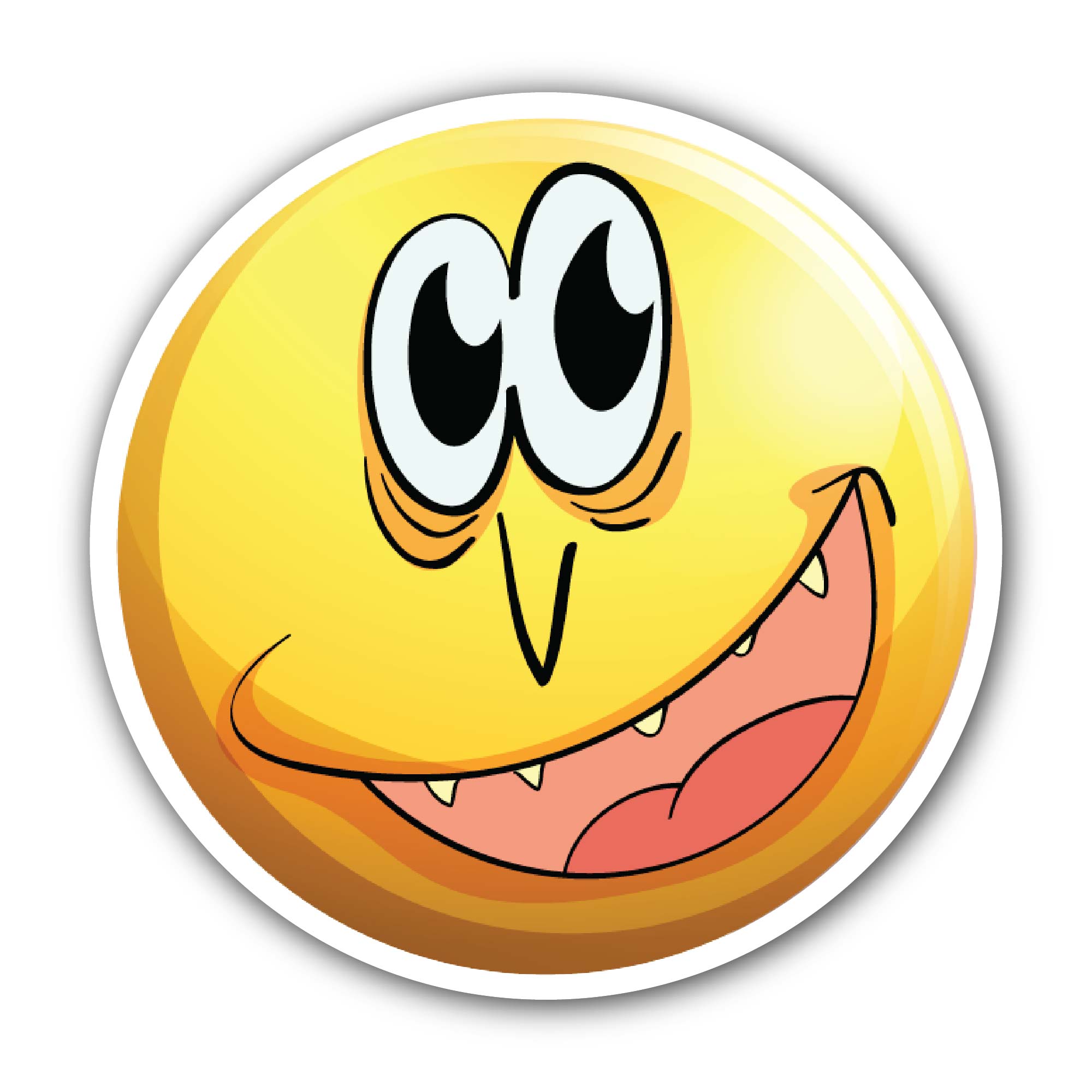 Yellow Happy face Sticker, Waterproof Vinyl Decal Sticker Indoor Or Outdoor 2 (Pieces) 3" and 5"