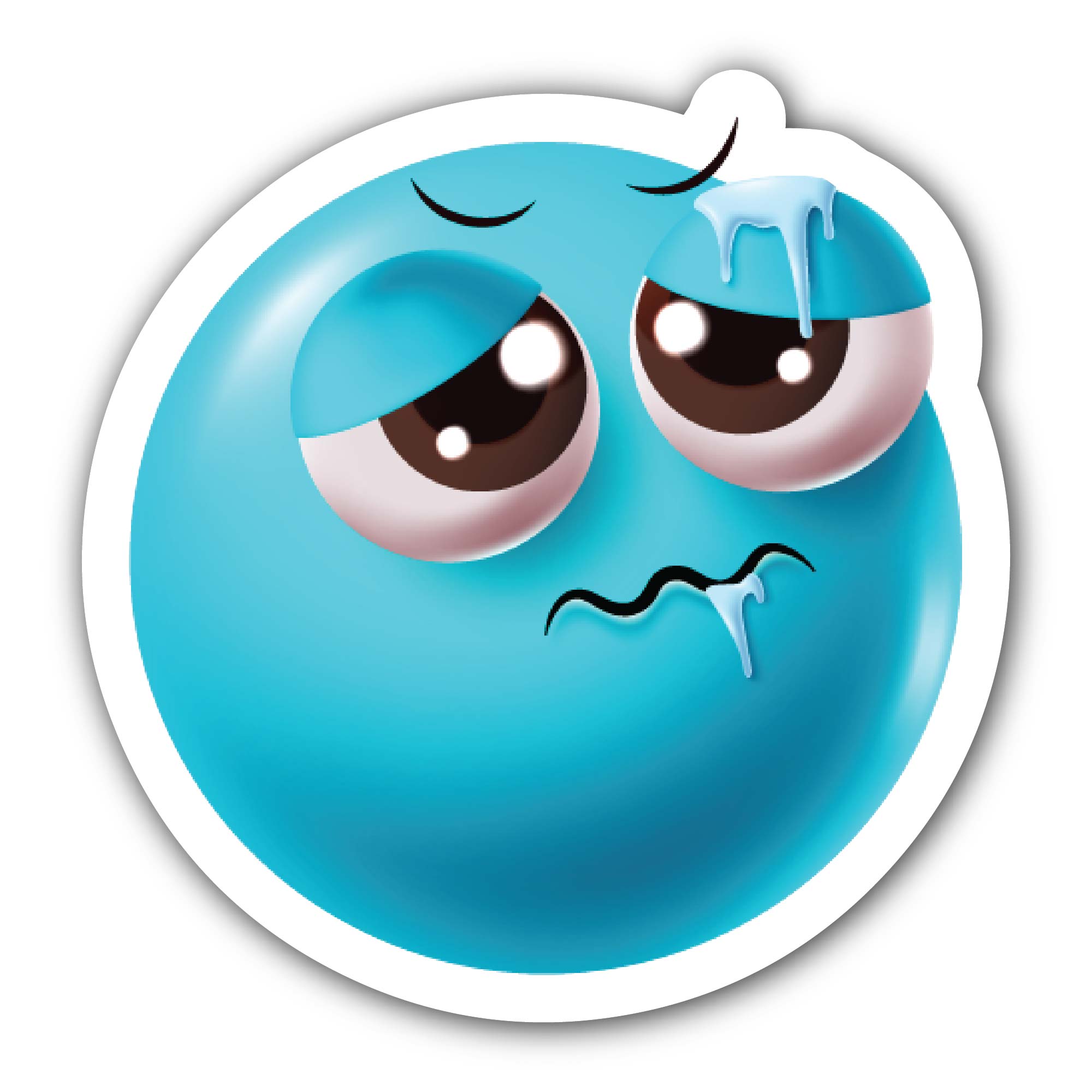 Sleepy Blue face Sticker, Waterproof Vinyl Decal Sticker Indoor Or Outdoor 2 (Pieces) 3" and 5"