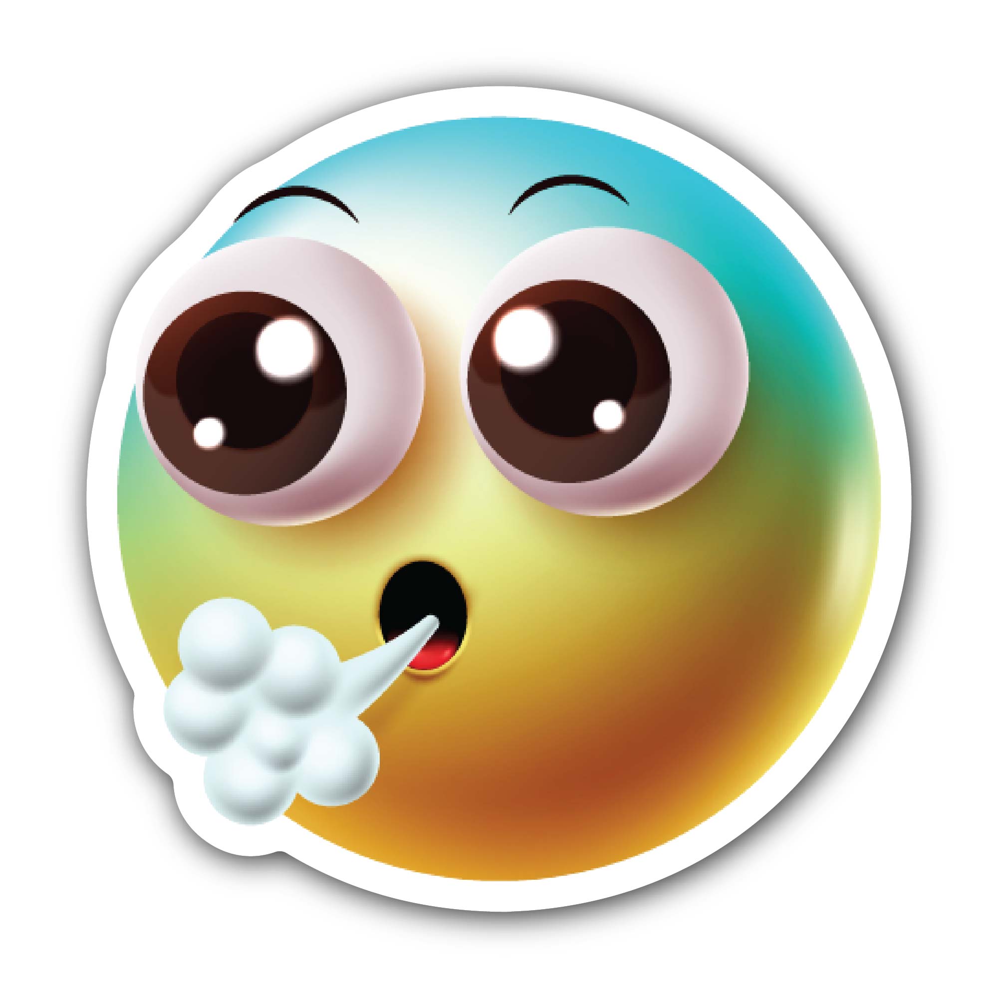 Out of Breath Emoji Sticker, Waterproof Vinyl Decal Sticker Indoor Or Outdoor 2 (Pieces) 3" and 5"