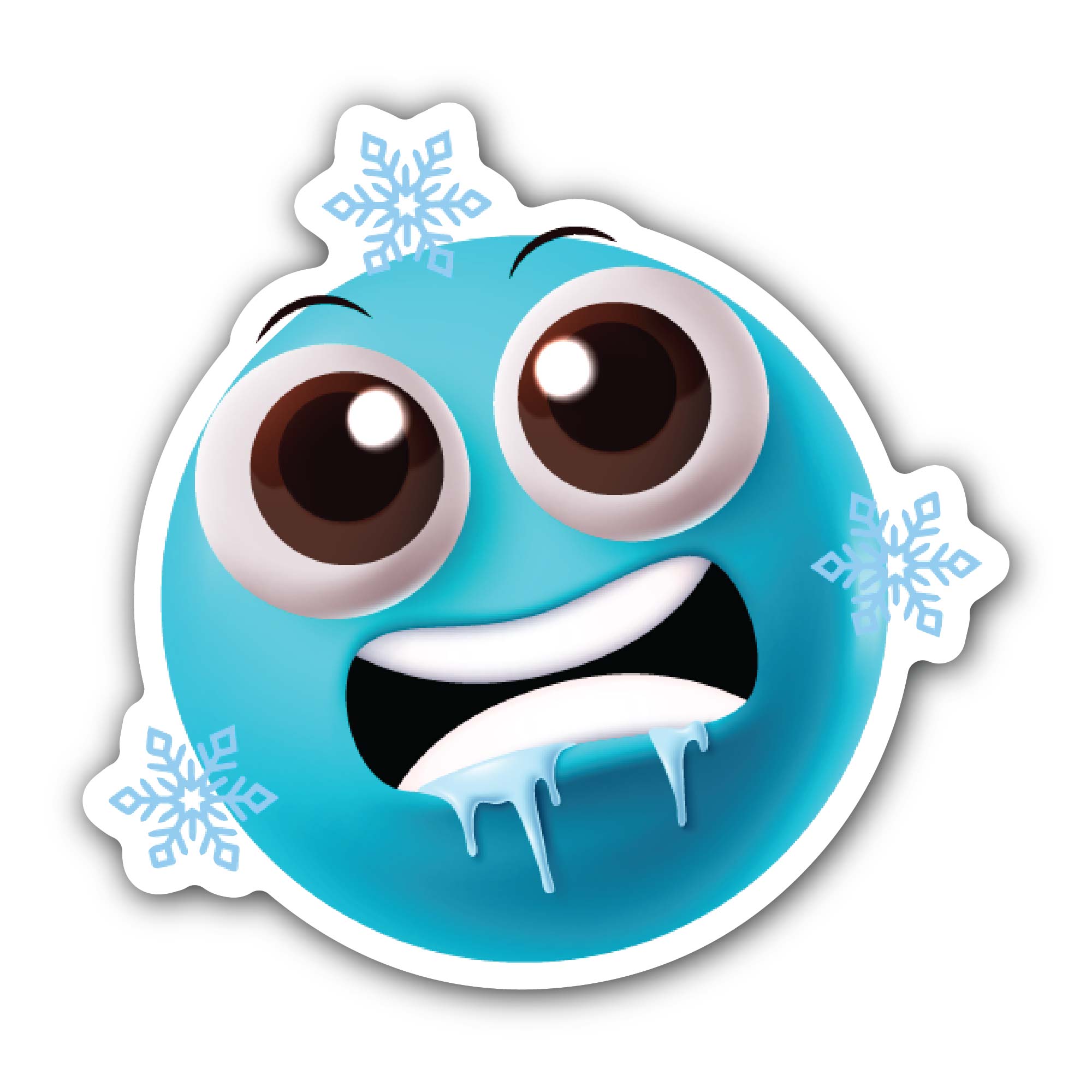 Freezing Emoji Sticker, Waterproof Vinyl Decal Sticker Indoor Or Outdoor 2 (Pieces) 3" and 5"
