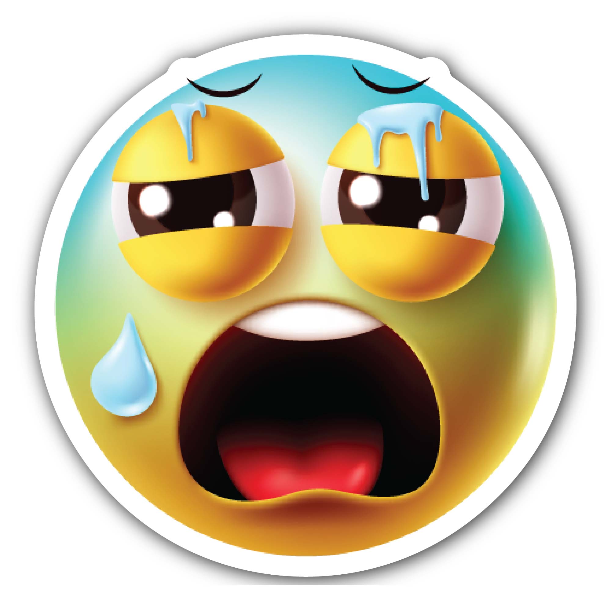 Crying Emoji Sticker, Waterproof Vinyl Decal Sticker Indoor Or Outdoor 2 (Pieces) 3" and 5"