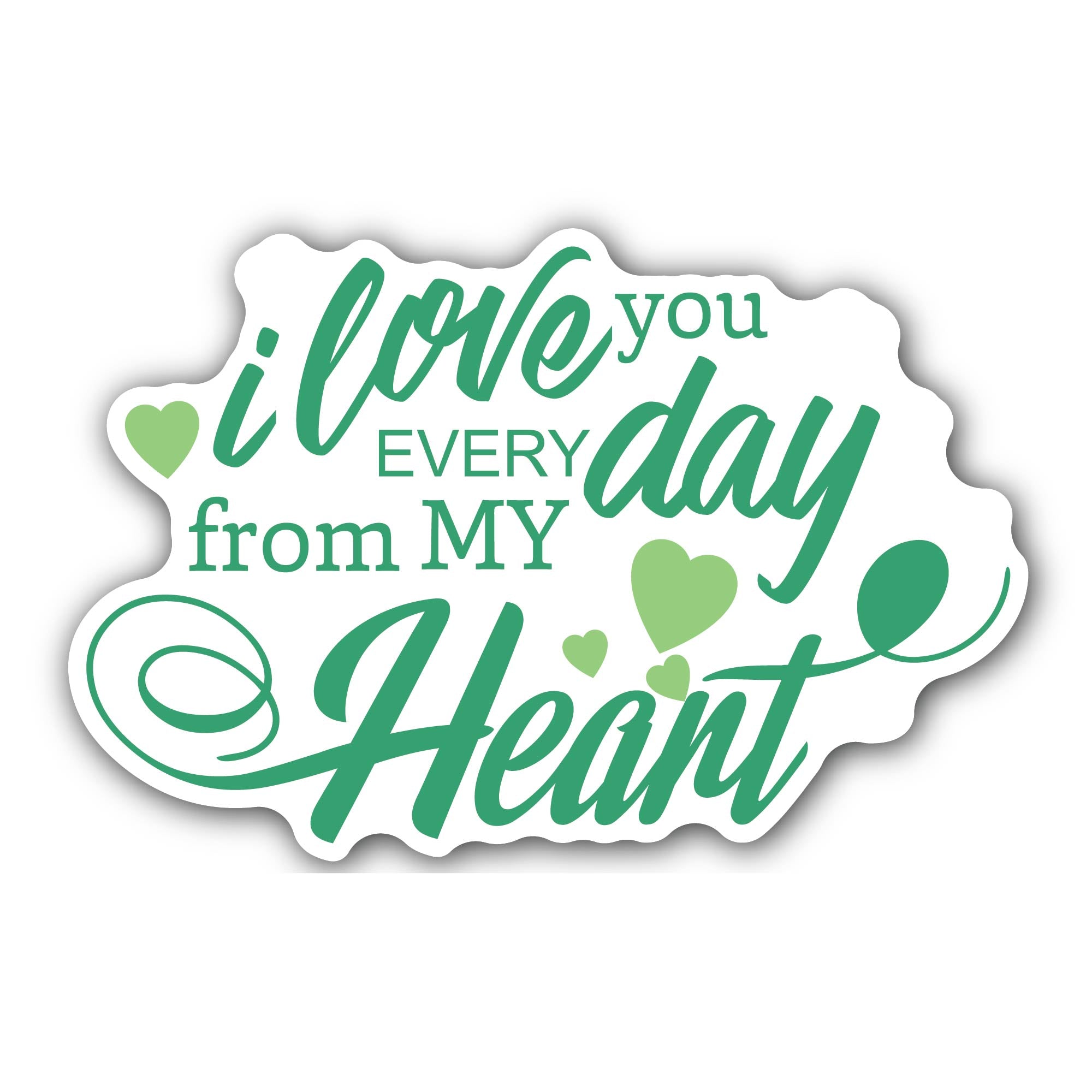 Green Color Love Message Sticker, Waterproof Vinyl Decal Sticker Indoor Or Outdoor 2 (Pieces) 3" and 5"