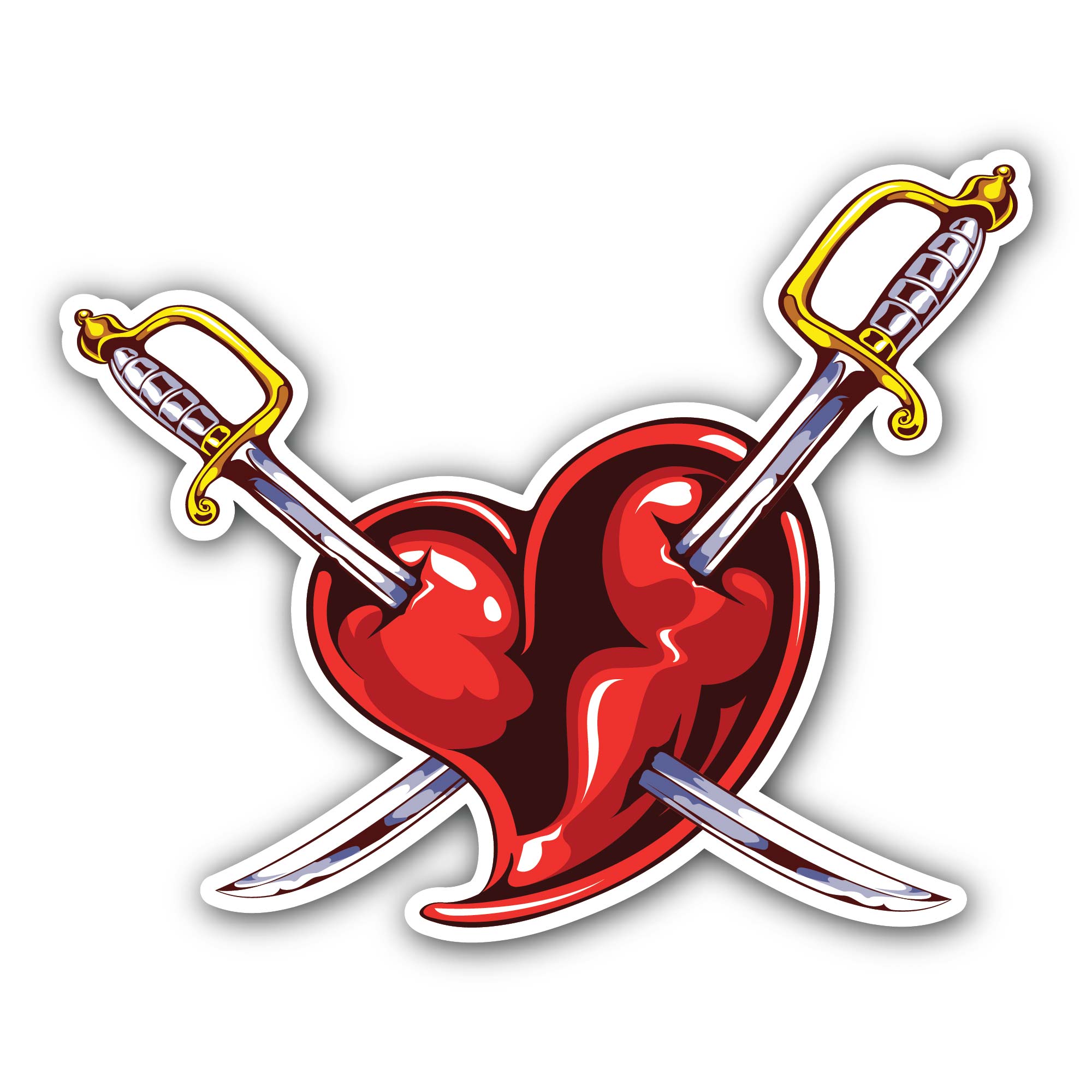 Pierced Heart Sticker, Waterproof Vinyl Decal Sticker Indoor Or Outdoor 2 (Pieces) 3" and 5"