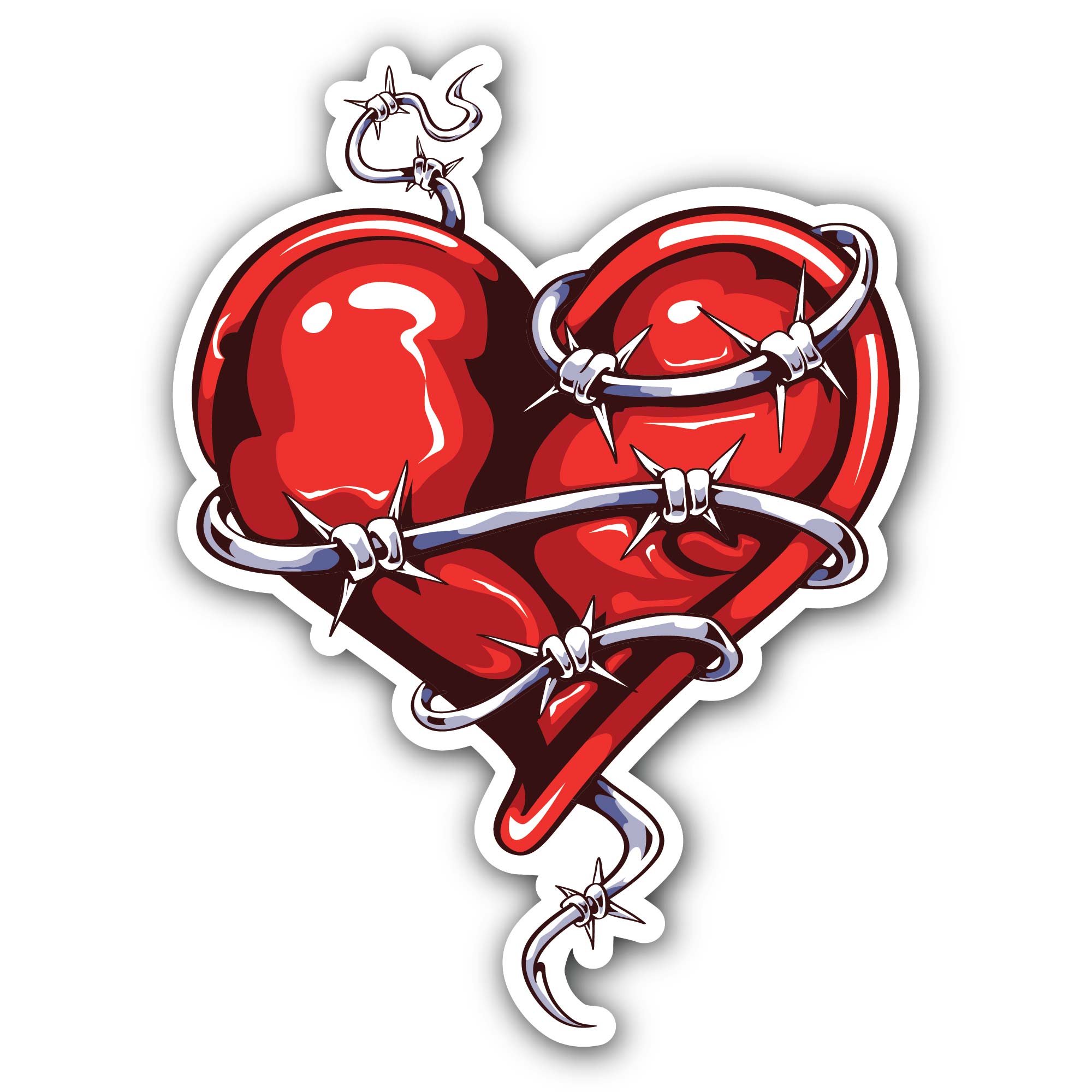 Broken Heart Sticker, Waterproof Vinyl Decal Sticker Indoor Or Outdoor 2 (Pieces) 3" and 5"