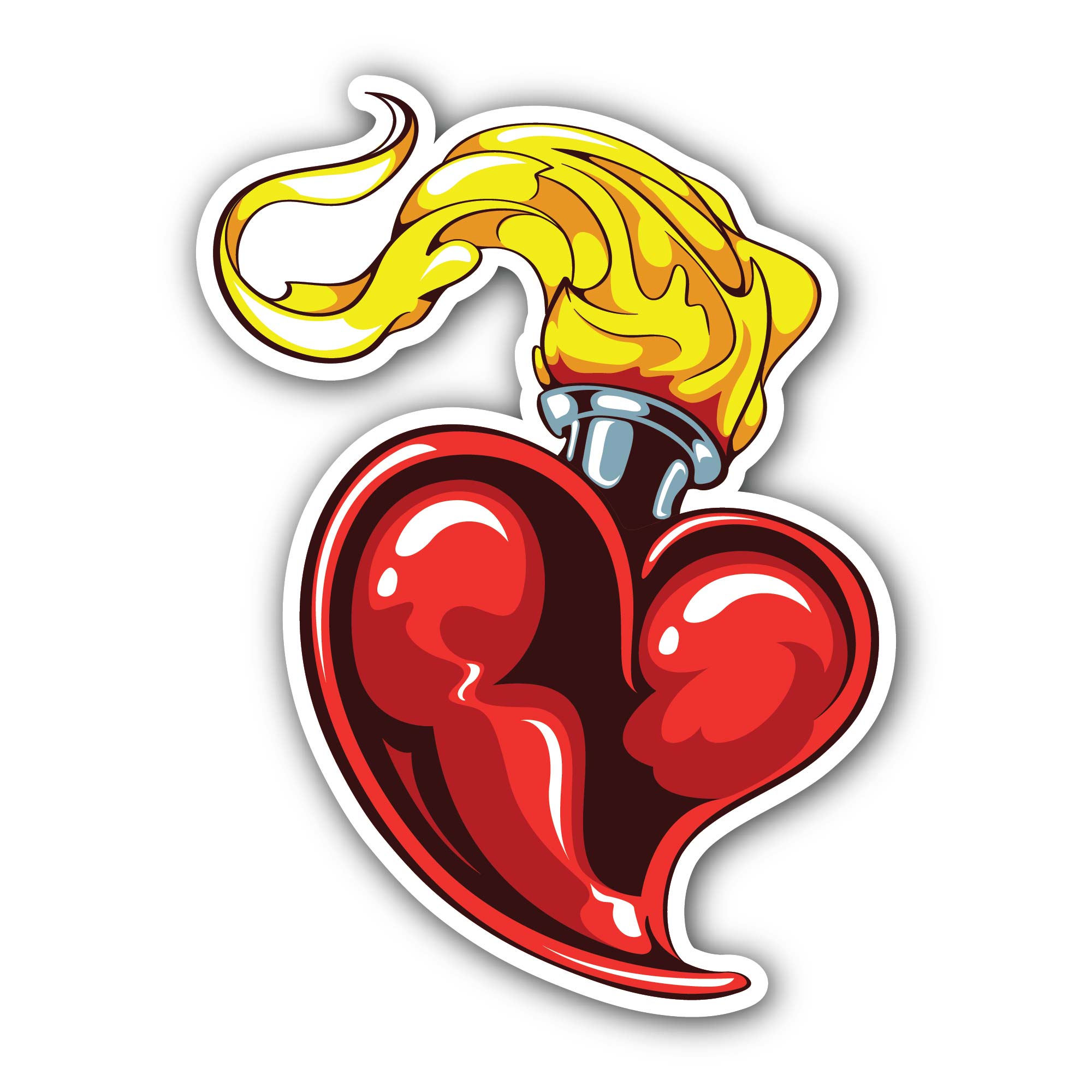 Burning Heart Sticker, Waterproof Vinyl Decal Sticker Indoor Or Outdoor 2 (Pieces) 3" and 5"