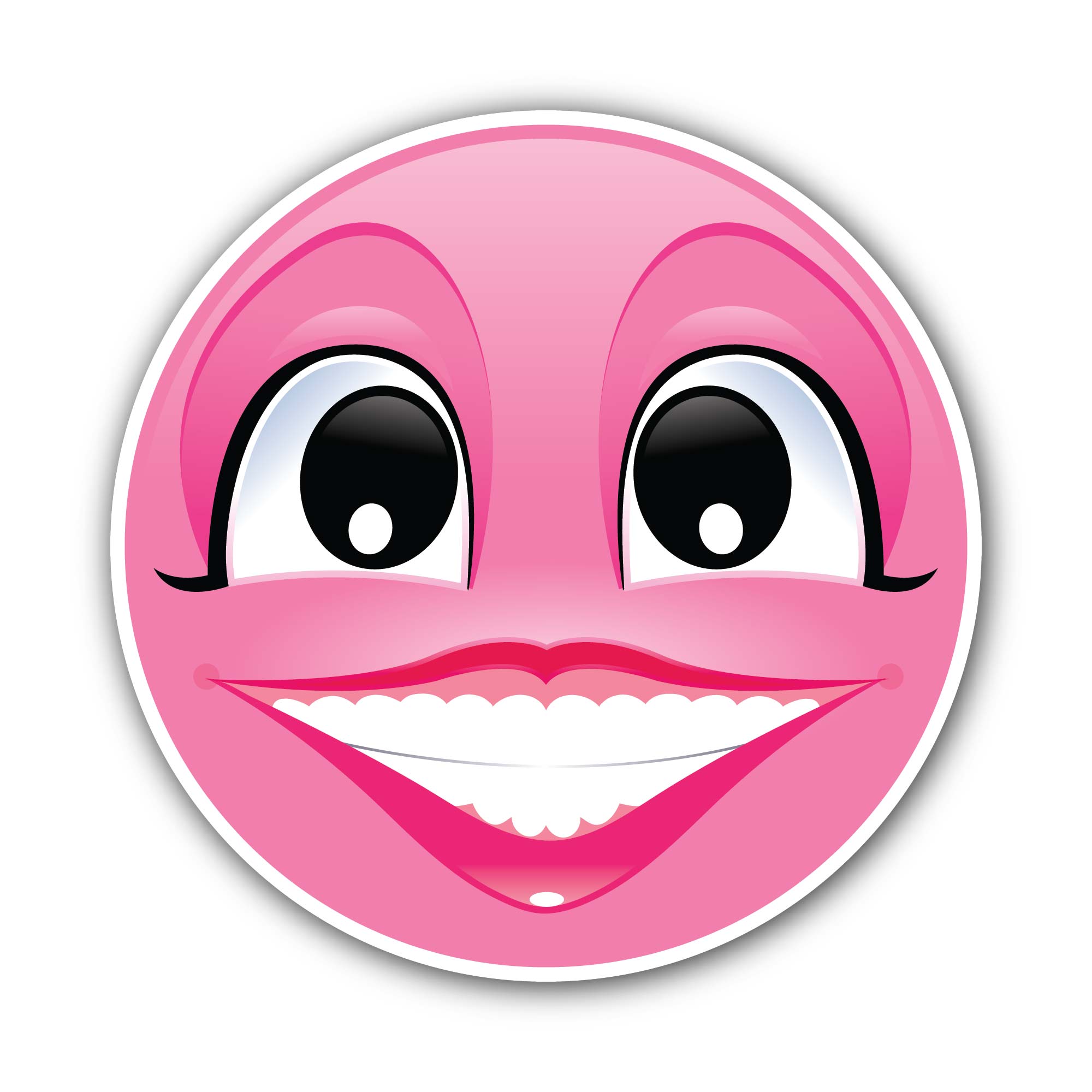 Smiley Pink Face Sticker, Waterproof Vinyl Decal Sticker Indoor Or Outdoor 2 (Pieces) 3" and 5"