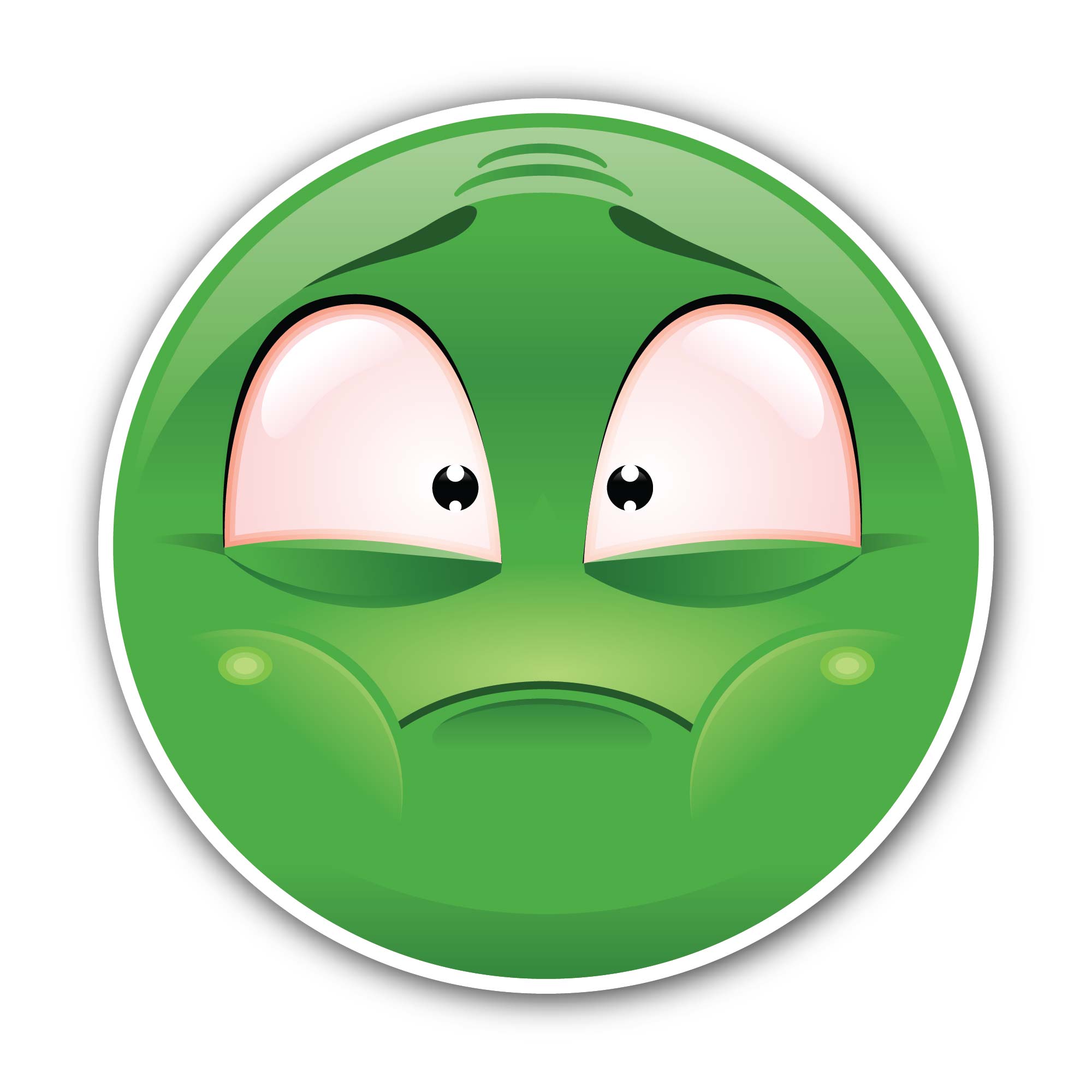 Nauseated Emoji Face Sticker, Waterproof Vinyl Decal Sticker Indoor Or Outdoor 2 (Pieces) 3" and 5"
