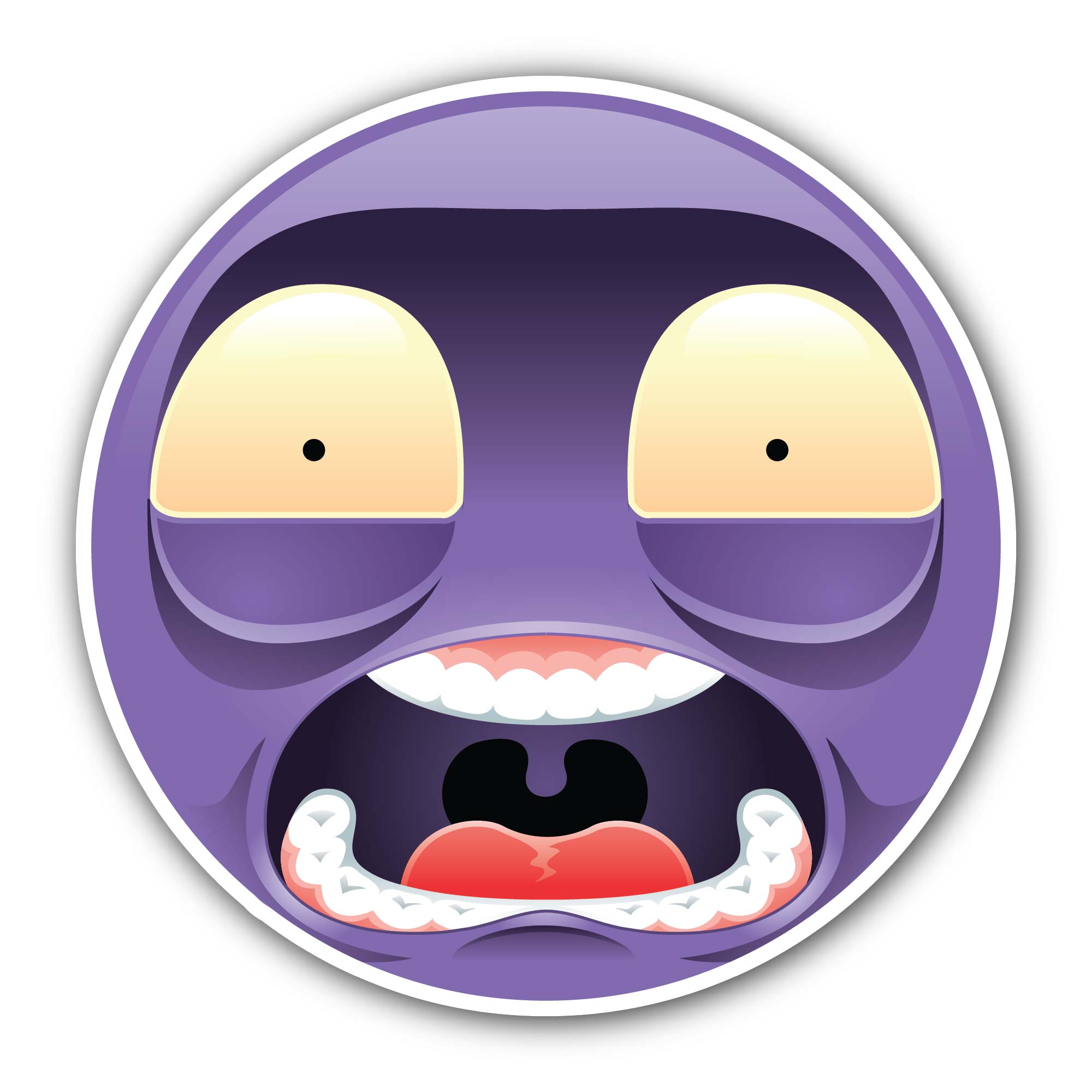 Shocked Emoji Face Sticker, Waterproof Vinyl Decal Sticker Indoor Or Outdoor 2 (Pieces) 3" and 5"