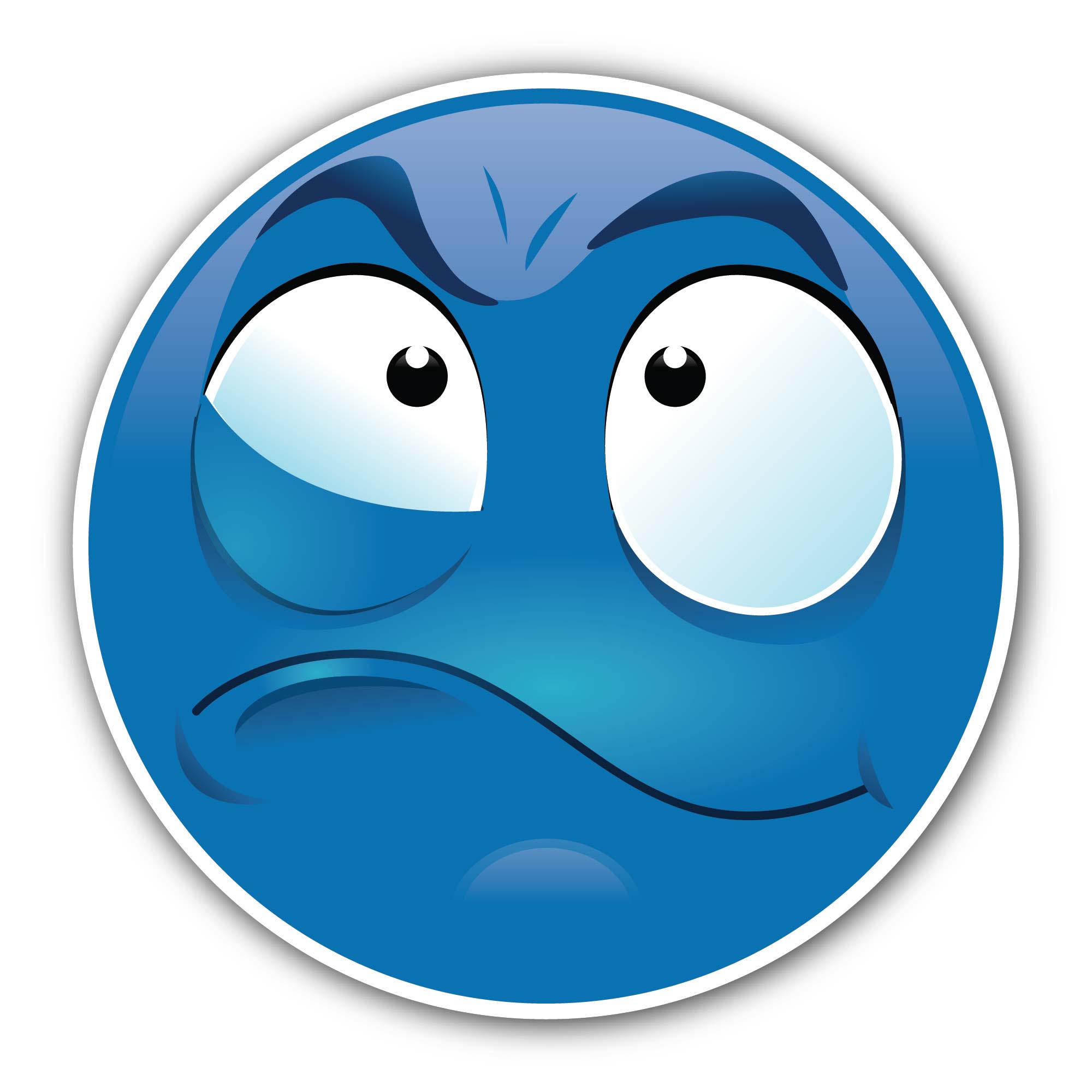 Skeptical Smirk emoji Sticker, Waterproof Vinyl Decal Sticker Indoor Or Outdoor 2 (Pieces) 3" and 5"