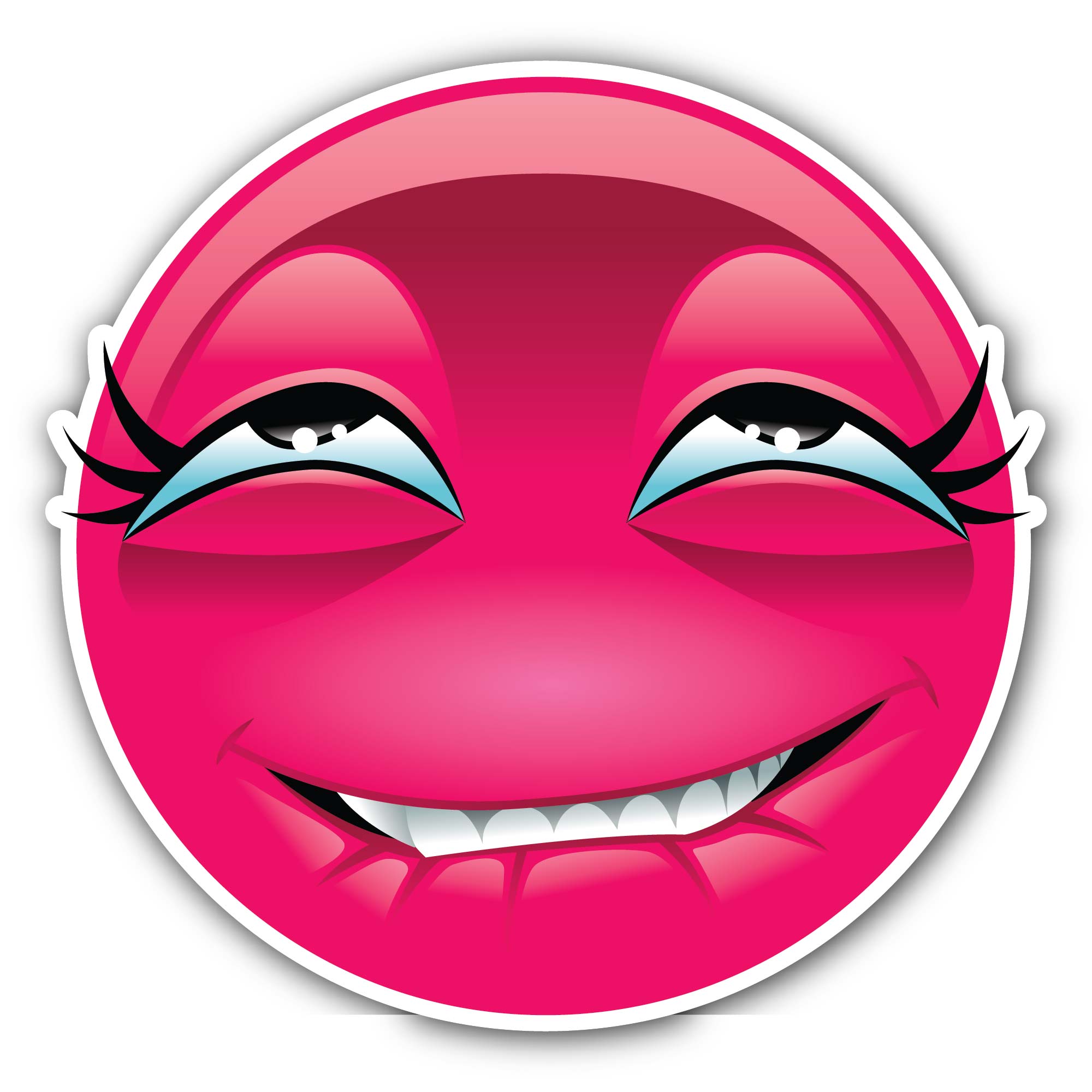 Flirty Emoji Face Sticker, Waterproof Vinyl Decal Sticker Indoor Or Outdoor 2 (Pieces) 3" and 5"