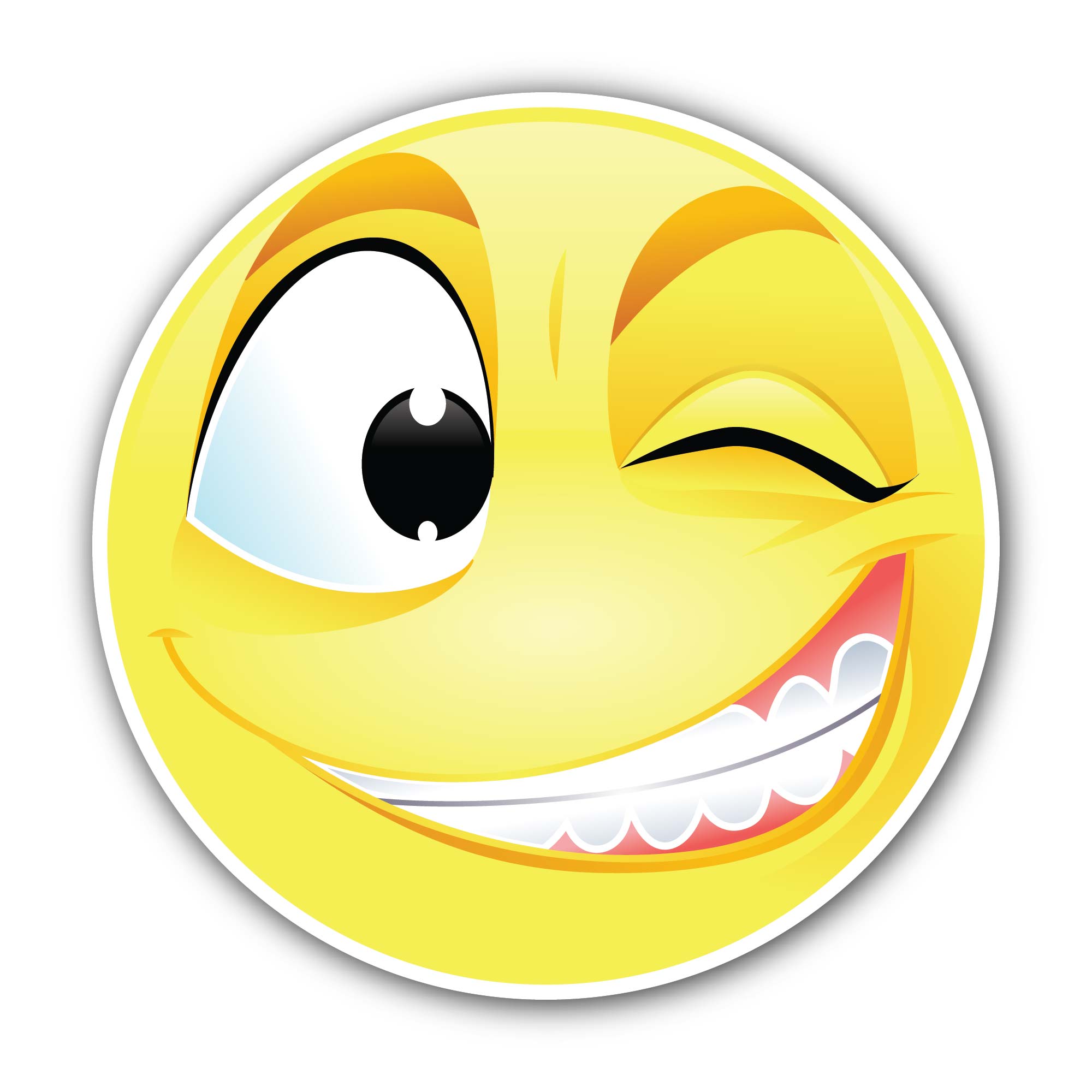 winking smiley face Sticker, Waterproof Vinyl Decal Sticker Indoor Or Outdoor 2 (Pieces) 3" and 5"