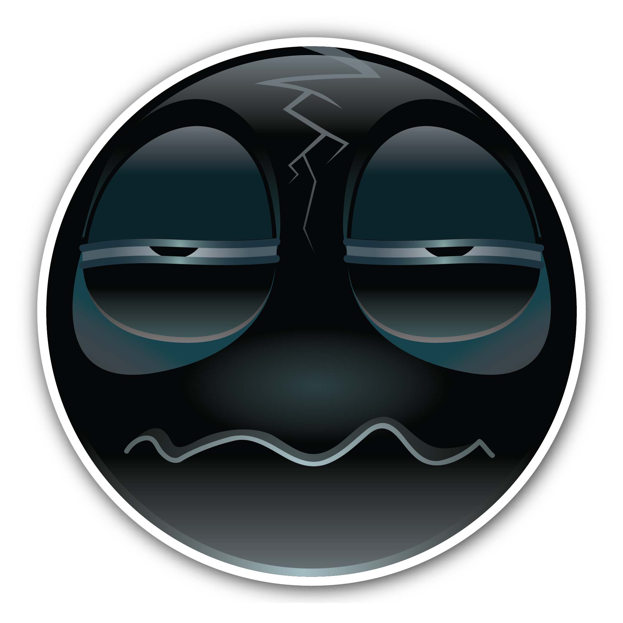 Cracked Gloom face Sticker, Waterproof Vinyl Decal Sticker Indoor Or Outdoor 2 (Pieces) 3" and 5"