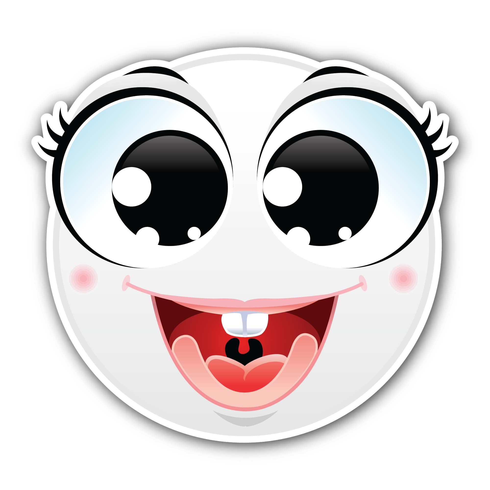 Cute Happy face Sticker, Waterproof Vinyl Decal Sticker Indoor Or Outdoor 2 (Pieces) 3" and 5"