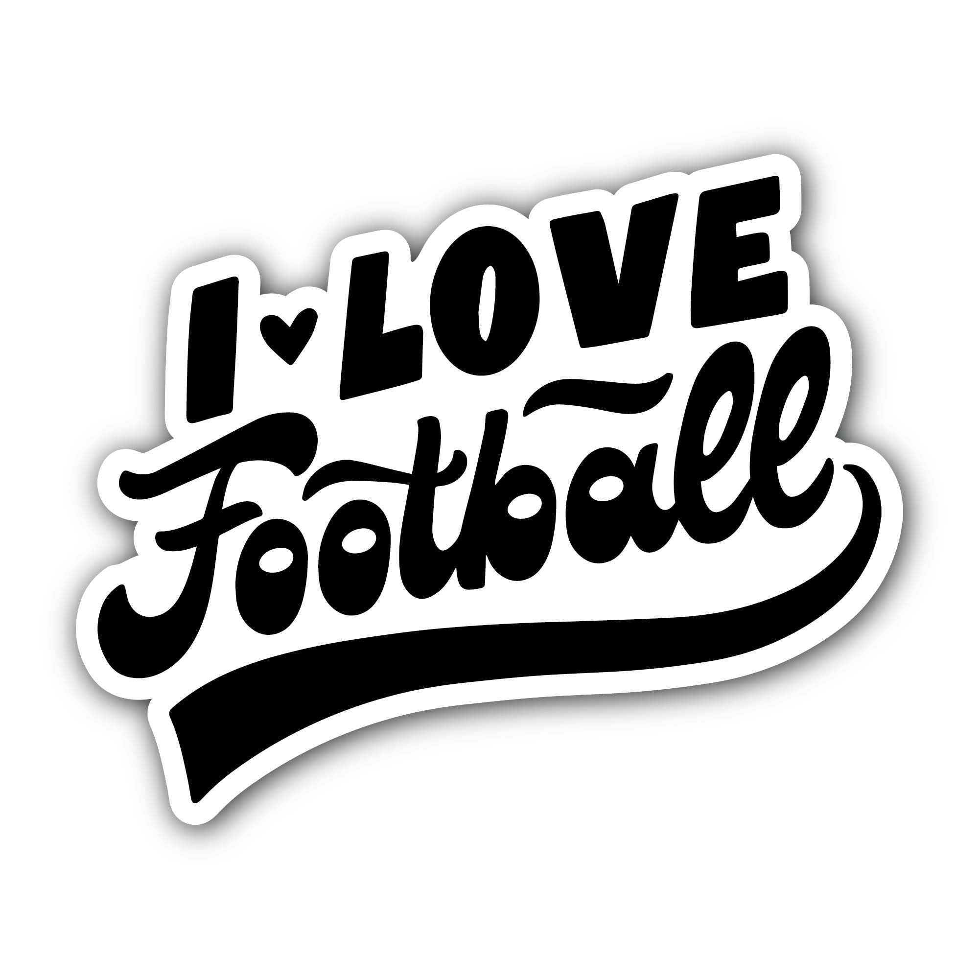 I Love Football Text Sticker, Waterproof Vinyl Decal Sticker Indoor Or Outdoor 2 (Pieces) 3" and 5"
