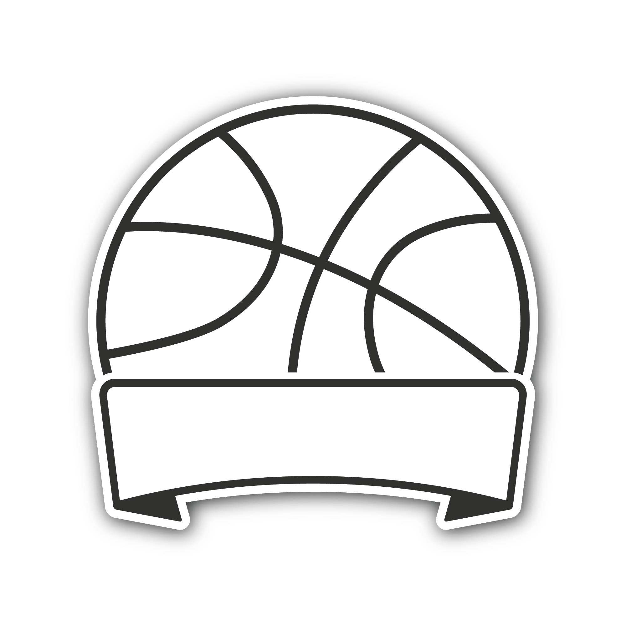 Outline of basketball Sticker, Waterproof Vinyl Decal Sticker Indoor Or Outdoor 2 (Pieces) 3" and 5"