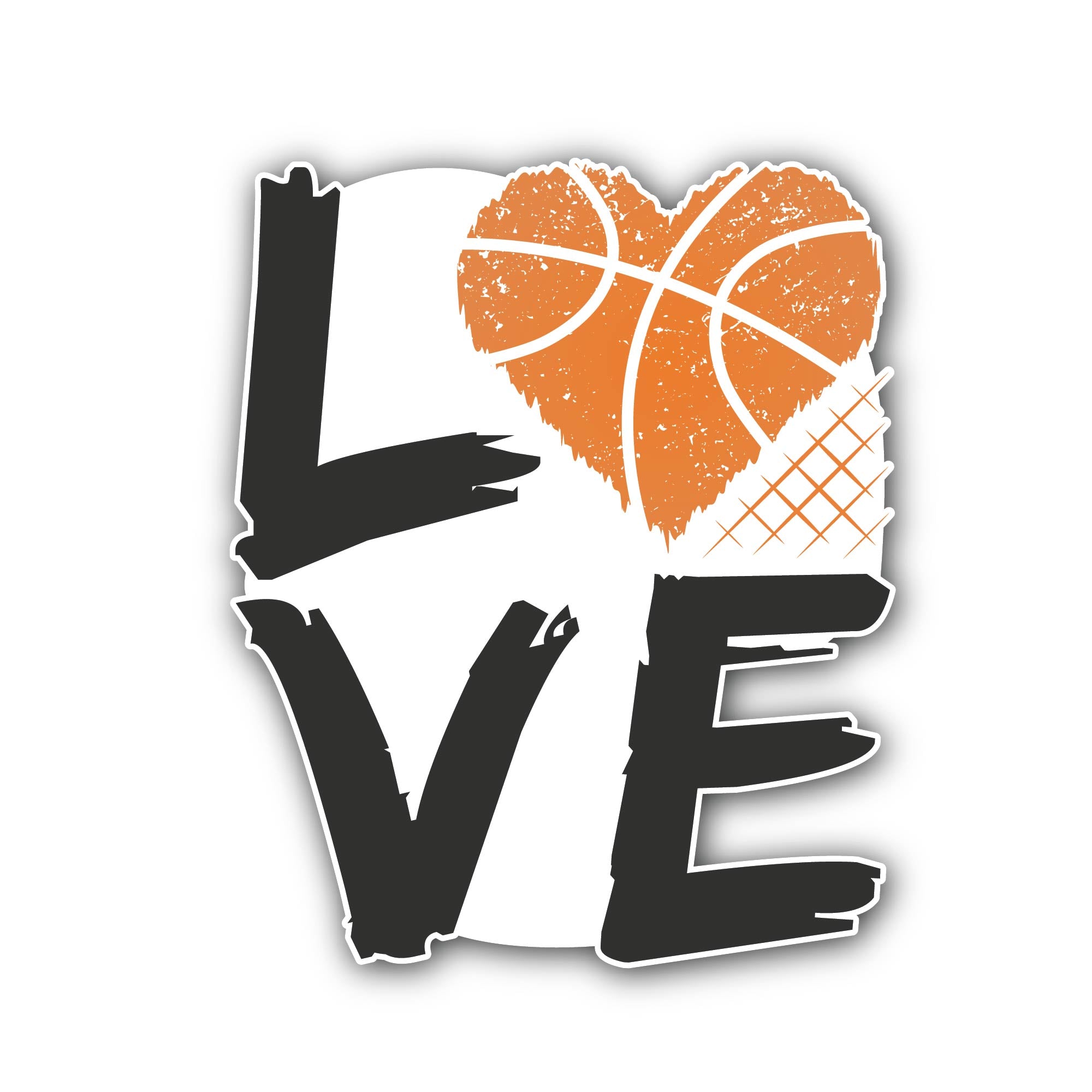 Basketball Love Sticker, Waterproof Vinyl Decal Sticker Indoor Or Outdoor 2 (Pieces) 3" and 5"