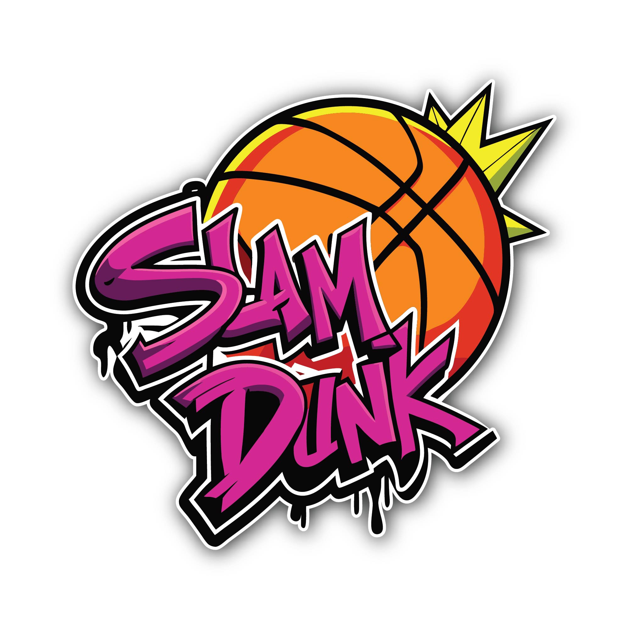 Basketball Slam Dunk Sticker, Waterproof Vinyl Decal Sticker Indoor Or Outdoor 2 (Pieces) 3" and 5"