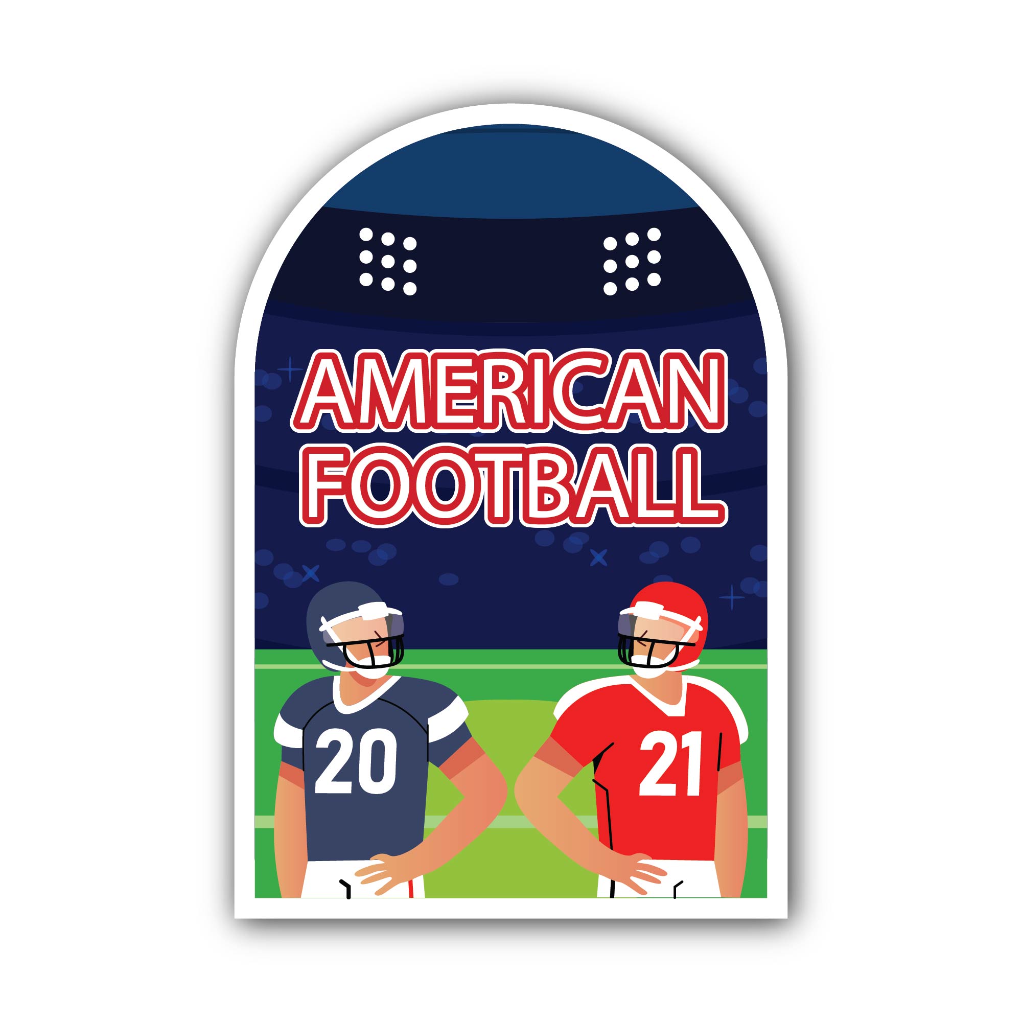 American Football Players Sticker, Waterproof Vinyl Decal Sticker Indoor Or Outdoor 2 (Pieces) 3" and 5"