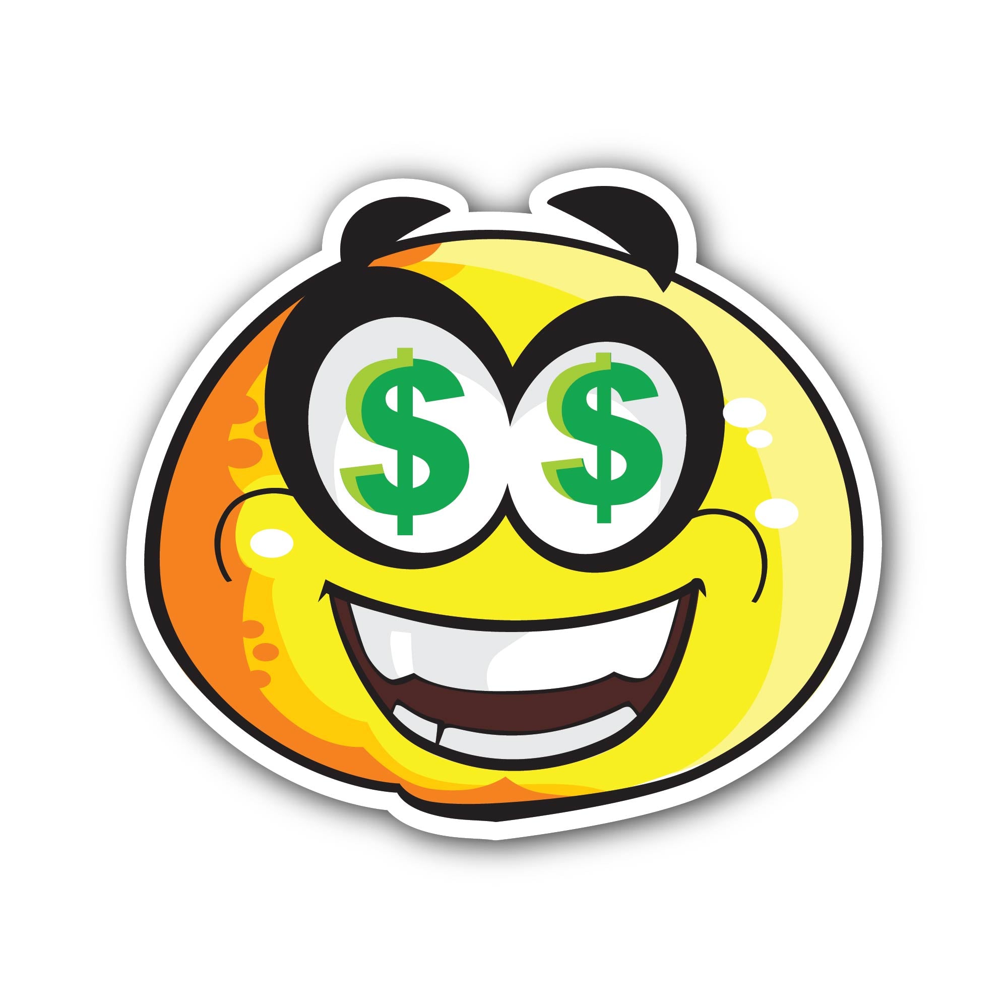 Dollar Eyes Smiley Sticker, Waterproof Vinyl Decal Sticker Indoor Or Outdoor 2 (Pieces) 3" and 5"