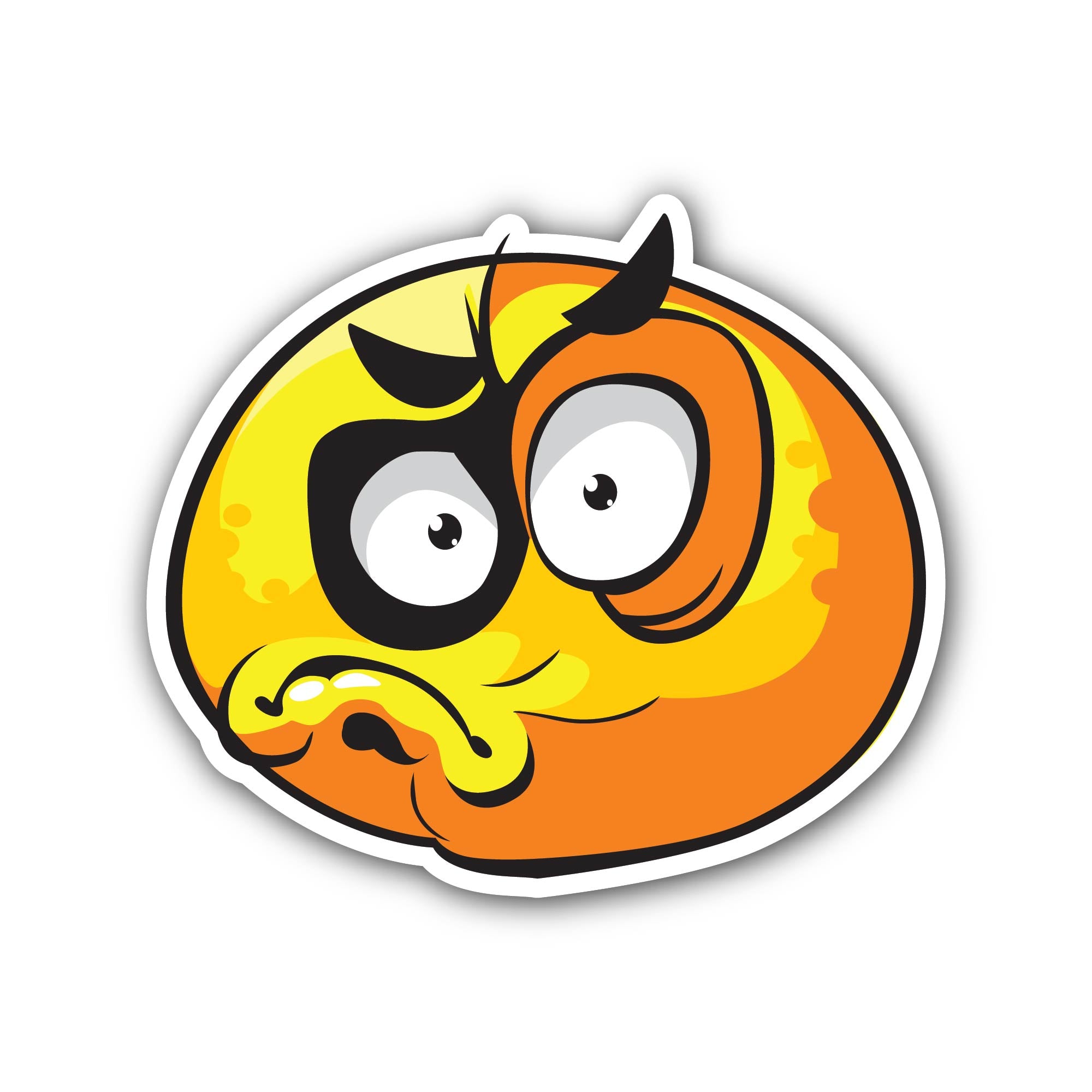 Grumpy Smiley Sticker, Waterproof Vinyl Decal Sticker Indoor Or Outdoor 2 (Pieces) 3" and 5"