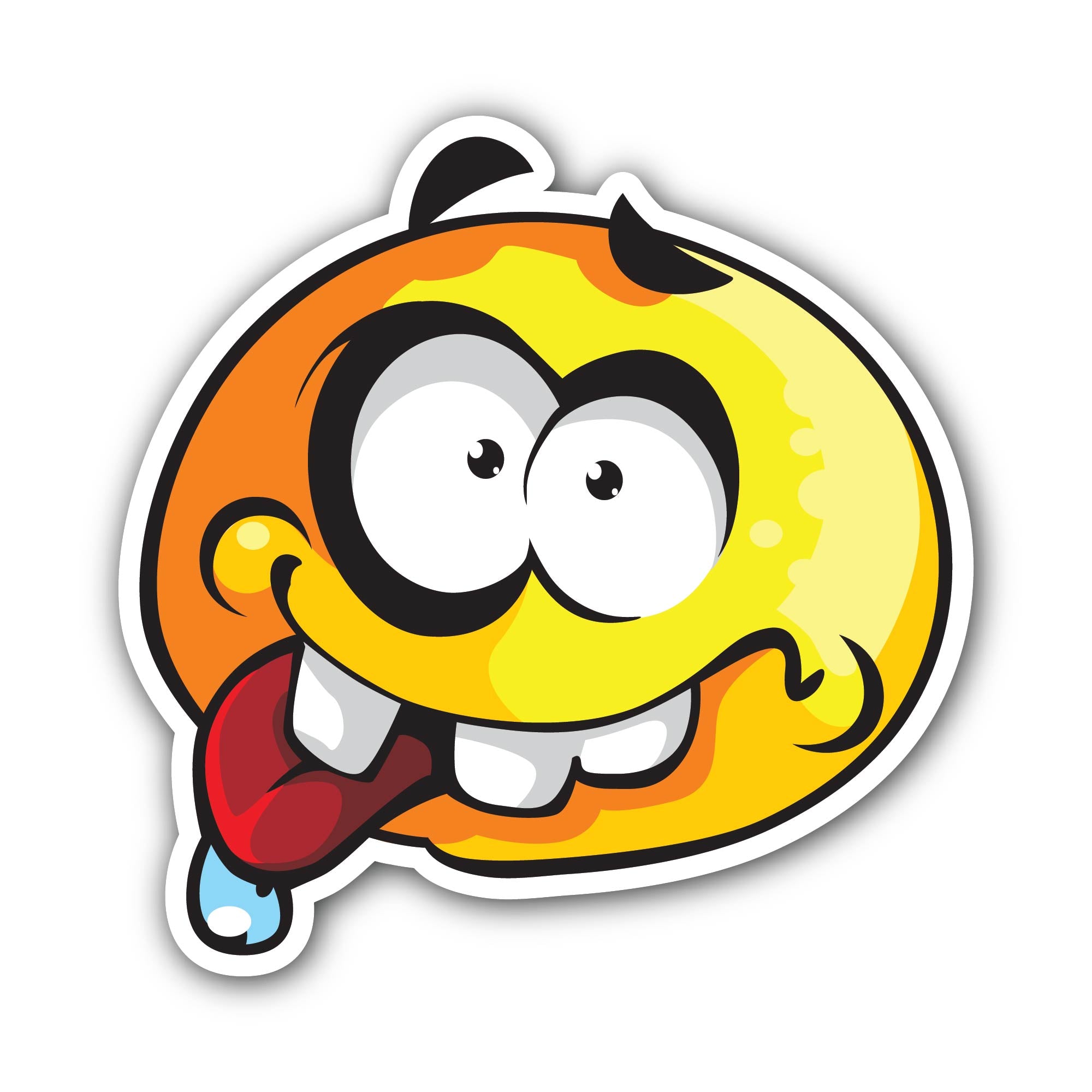 Wacky Smiley Sticker, Waterproof Vinyl Decal Sticker Indoor Or Outdoor 2 (Pieces) 3" and 5"