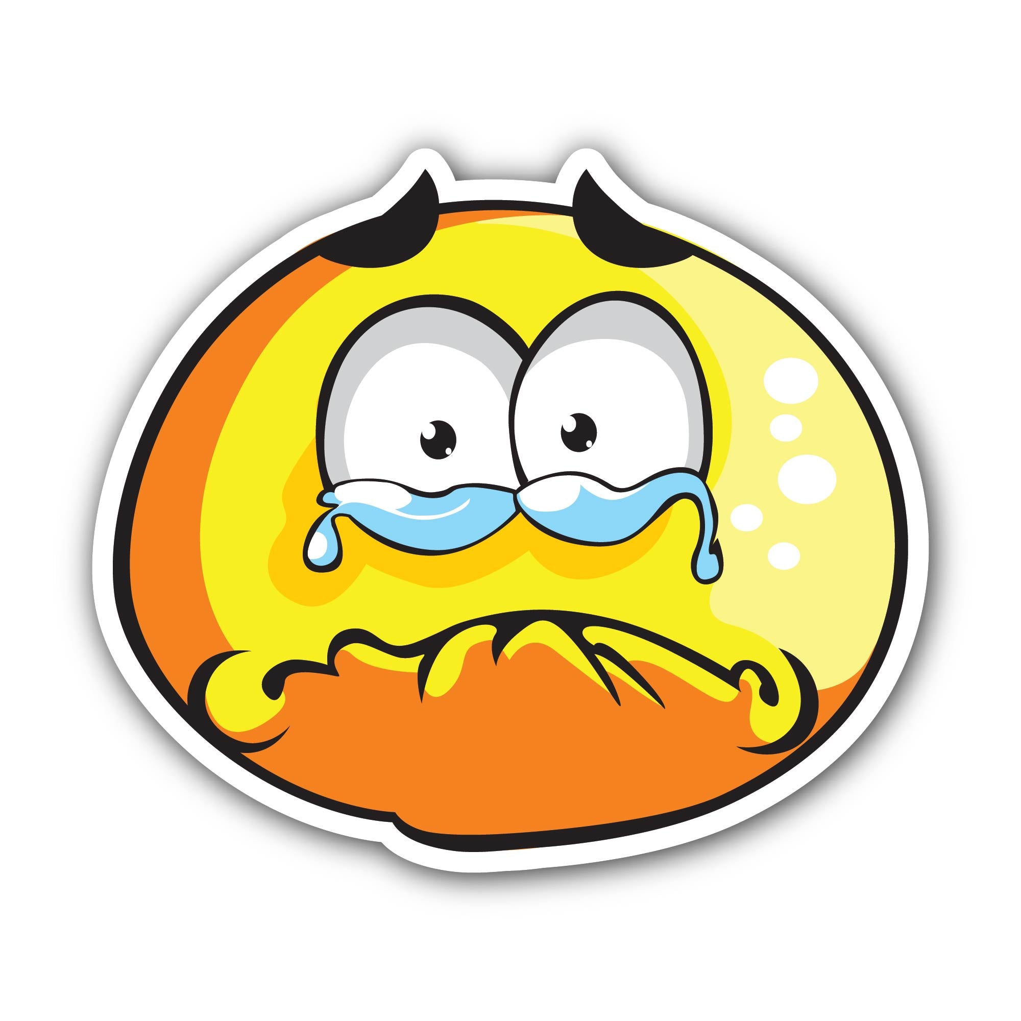 Crying emoji Sticker, Waterproof Vinyl Decal Sticker Indoor Or Outdoor 2 (Pieces) 3" and 5"