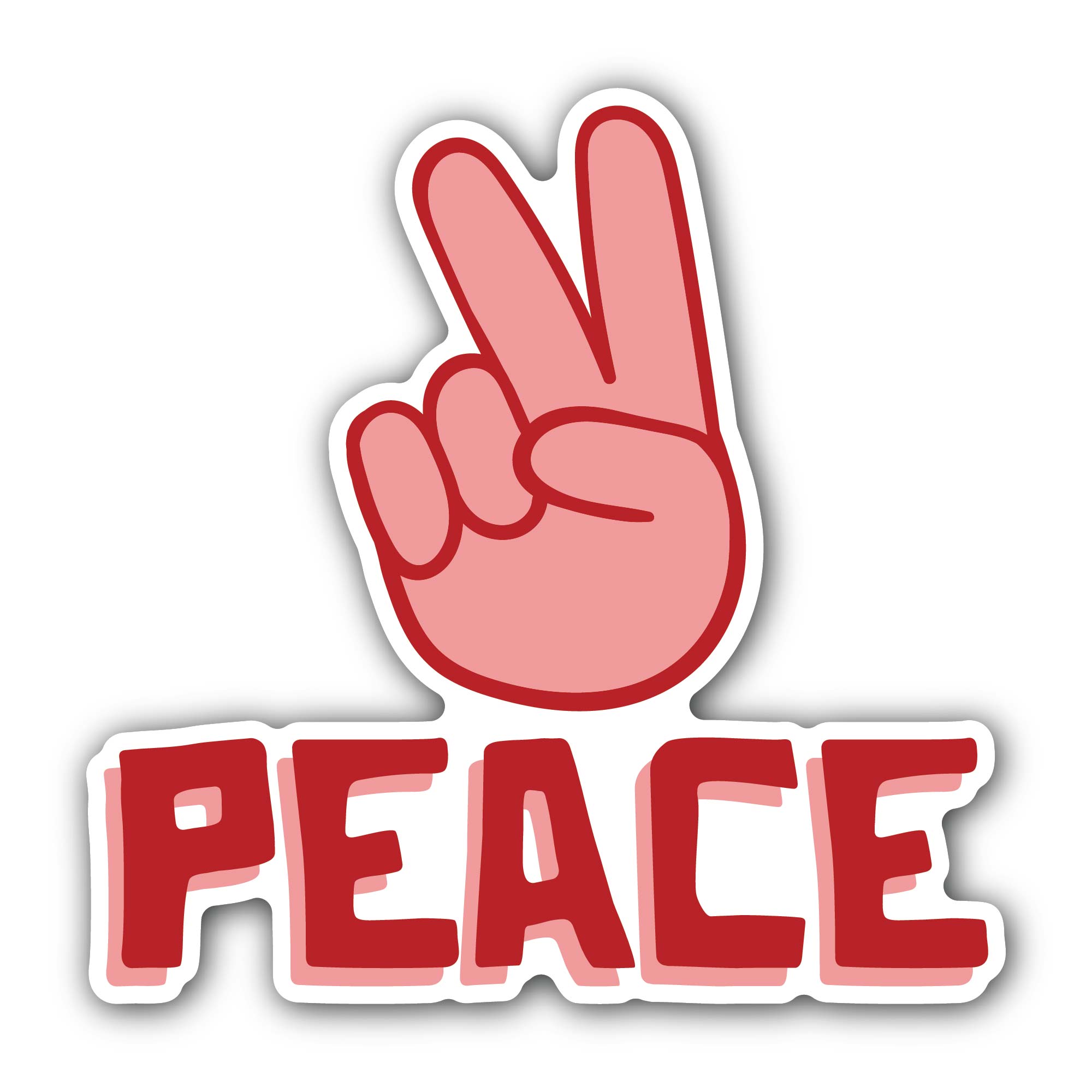 Peace sign finger Sticker, Waterproof Vinyl Decal Sticker Indoor Or Outdoor 2 (Pieces) 3" and 5"