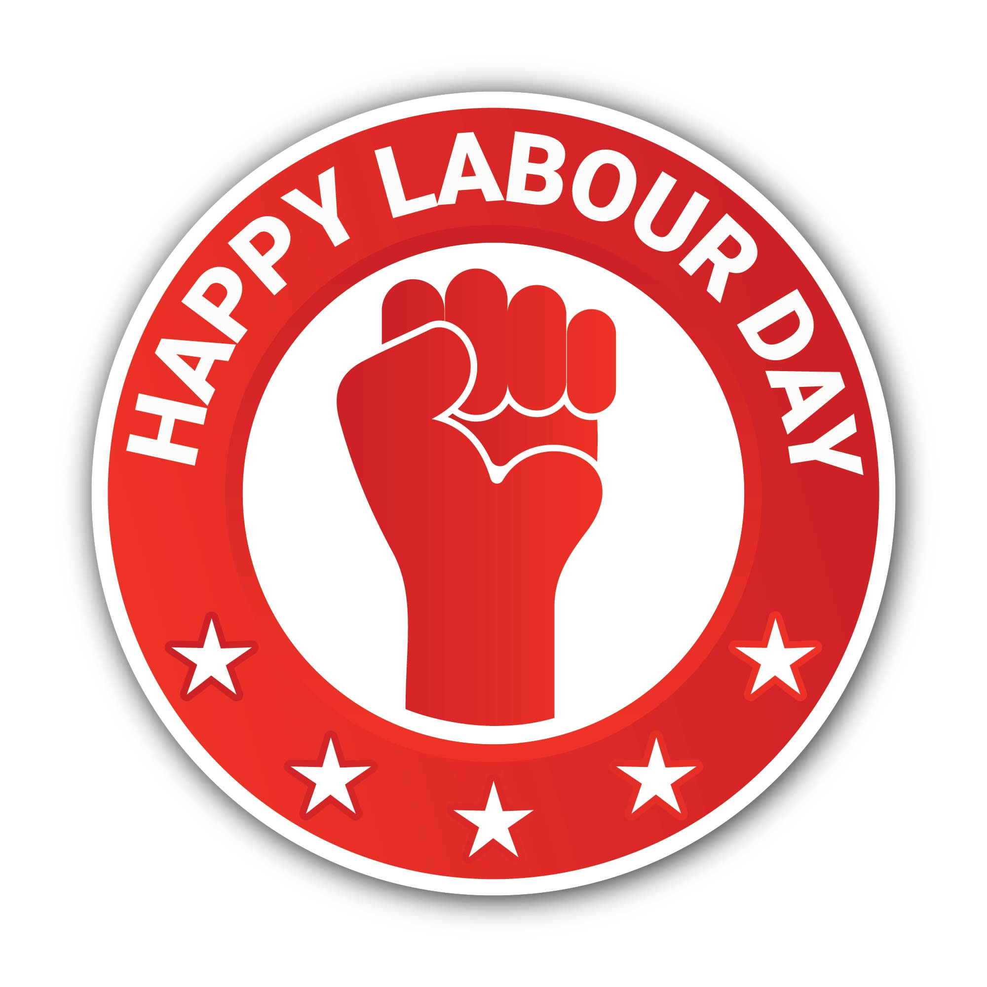 Happy labour day Sticker, Waterproof Vinyl Decal Sticker Indoor Or Outdoor 2 (Pieces) 3" and 5"