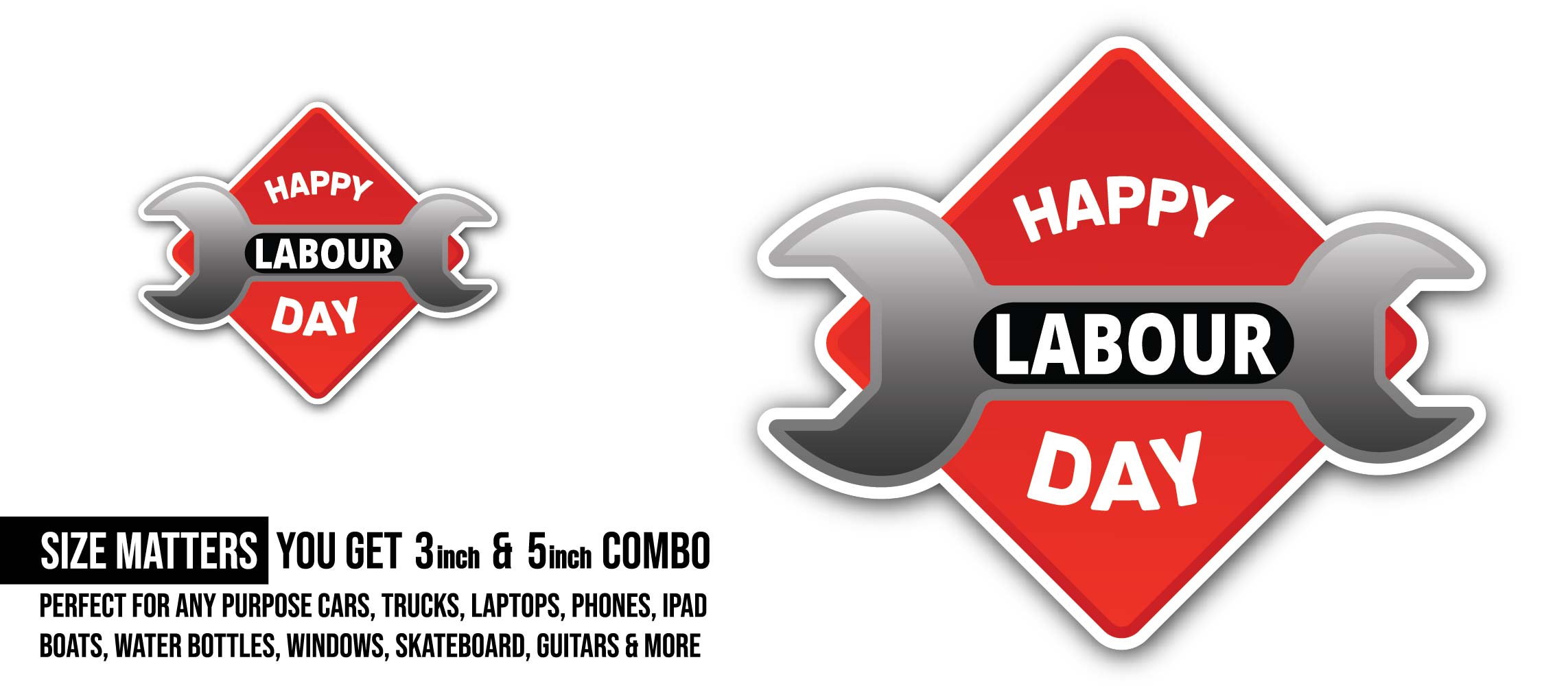 International Workers' Day Sticker, Waterproof Vinyl Decal Sticker Indoor Or Outdoor 2 (Pieces) 3" and 5"