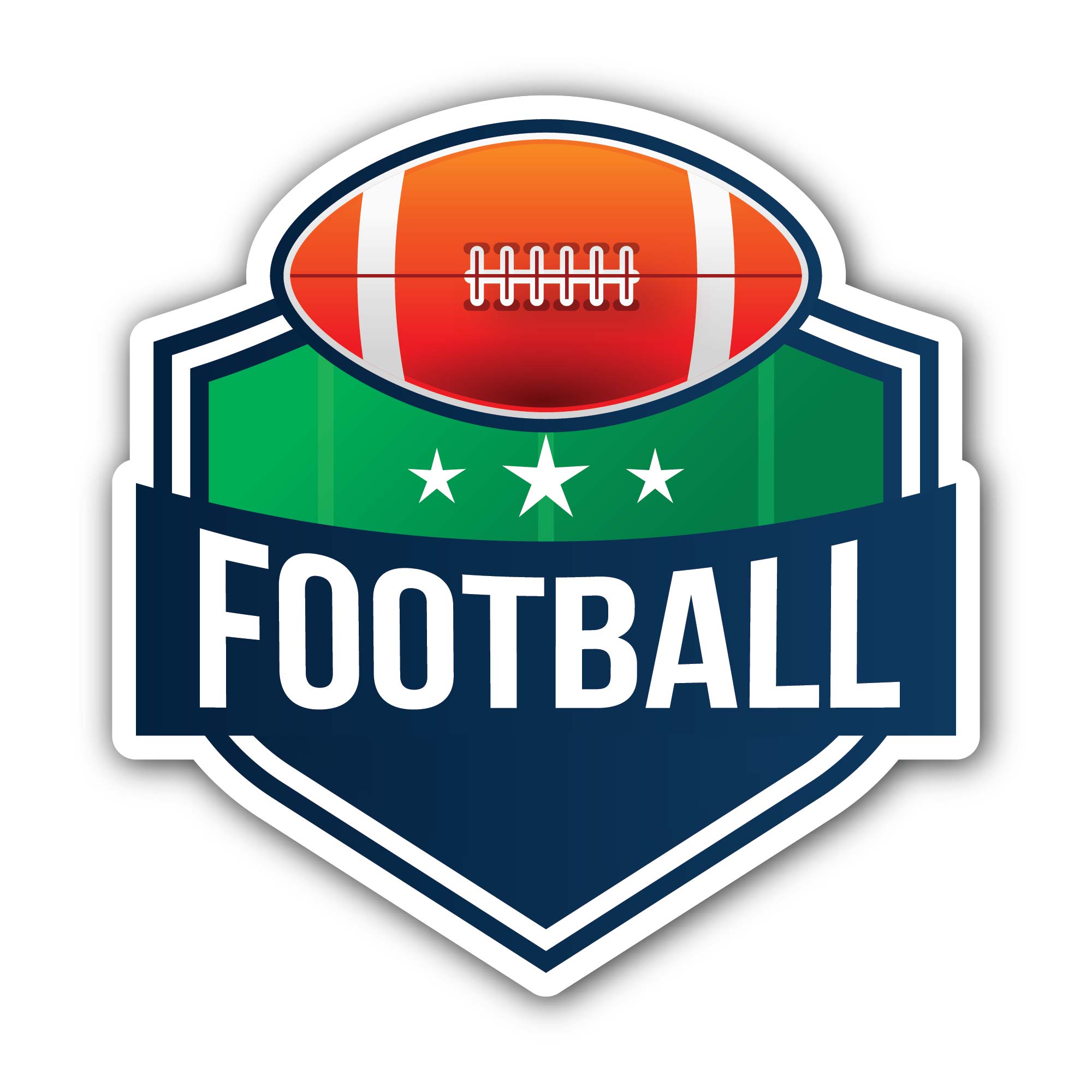 American football sport emblem logo Sticker, Waterproof Vinyl Decal Sticker Indoor Or Outdoor 2 (Pieces) 3" and 5"