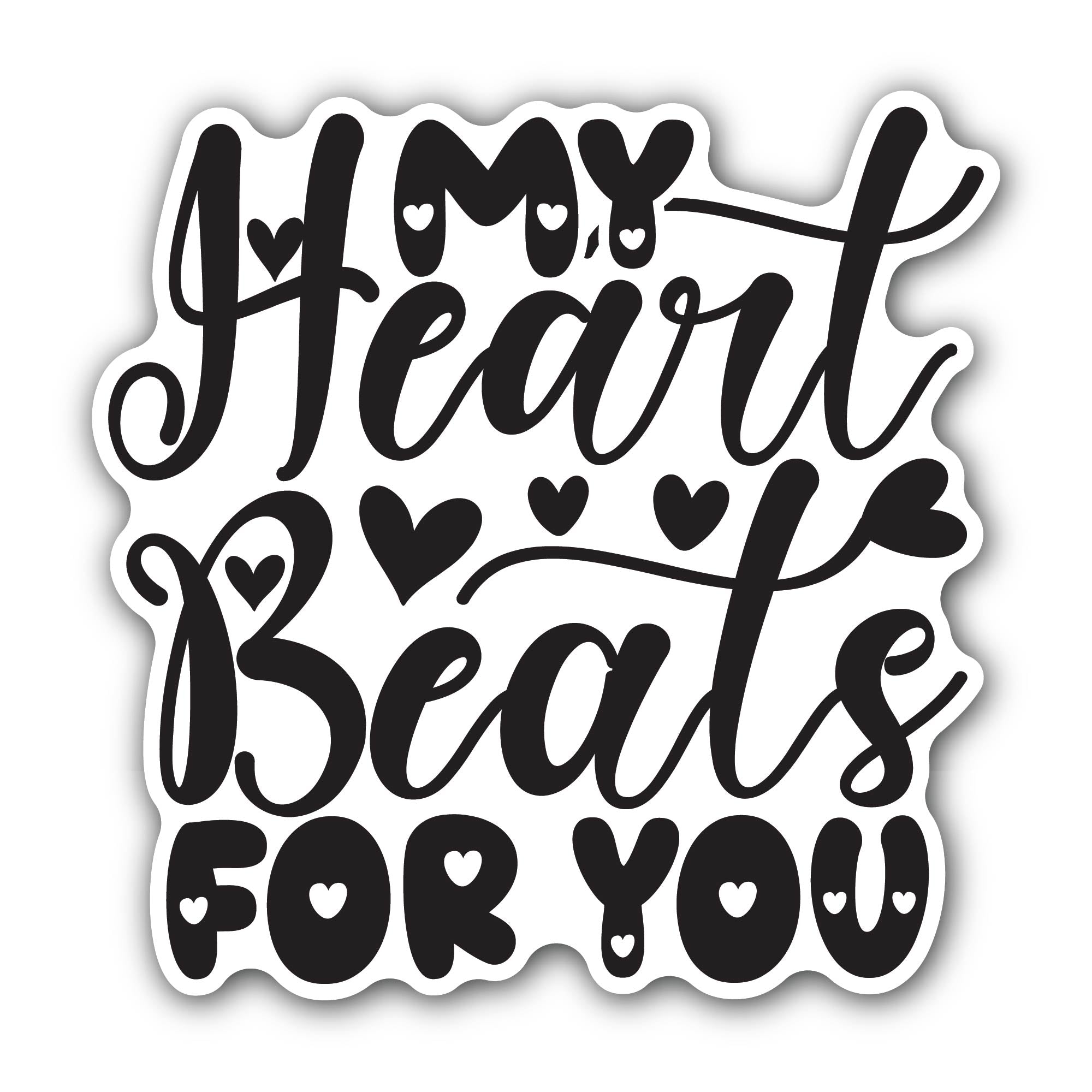 My Hart Beats for You Sticker, Waterproof Vinyl Decal Sticker Indoor Or Outdoor 2 (Pieces) 3" and 5"