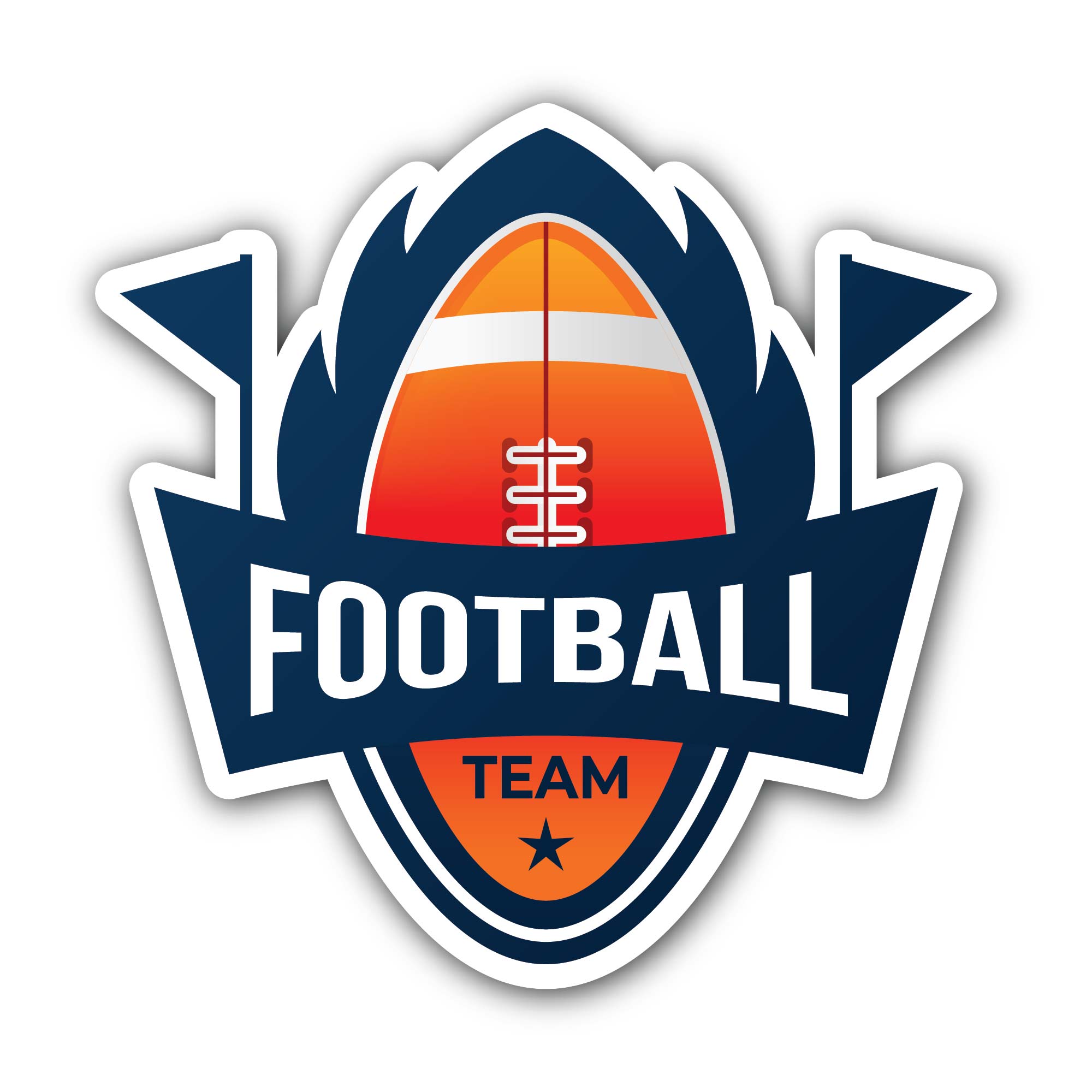 Football Team Sticker, Waterproof Vinyl Decal Sticker Indoor Or Outdoor 2 (Pieces) 3" and 5"
