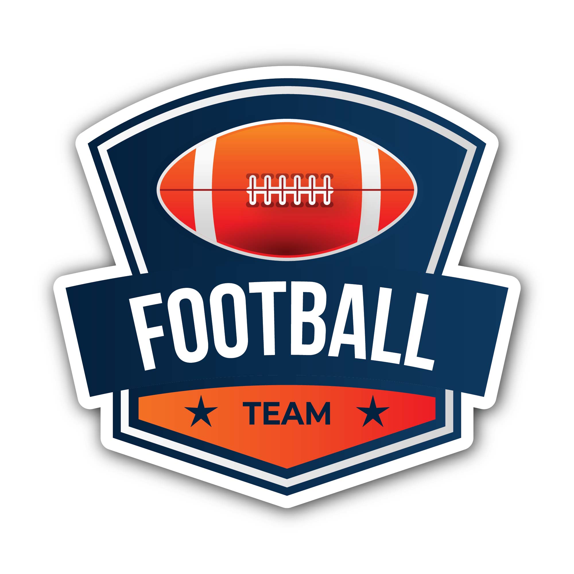 American football Team Logo Sticker, Waterproof Vinyl Decal Sticker Indoor Or Outdoor 2 (Pieces) 3" and 5"