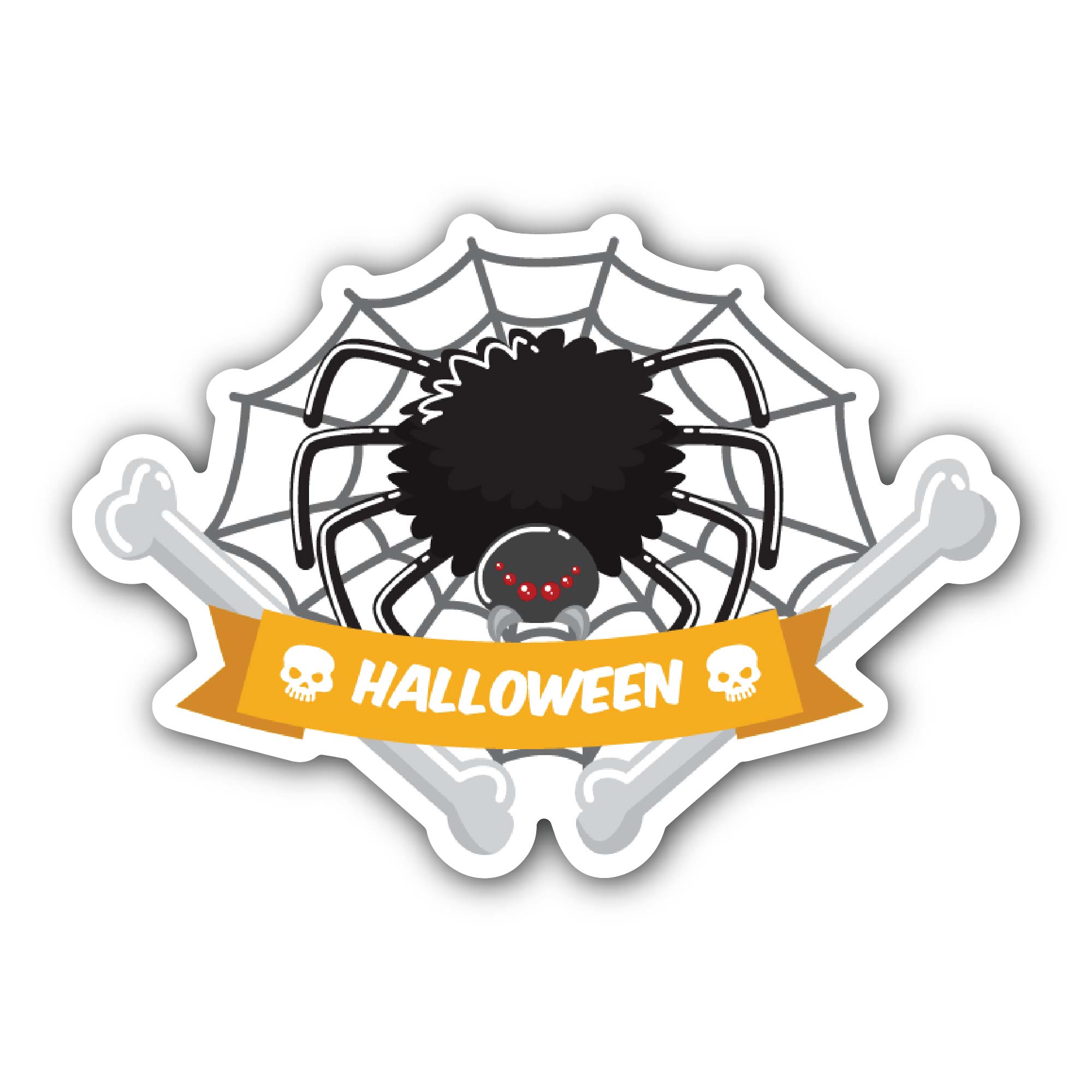 Halloween Spider Sticker, Waterproof Vinyl Decal Sticker Indoor Or Outdoor 2 (Pieces) 3" and 5"