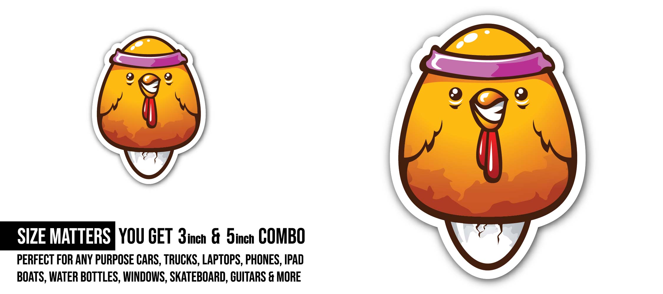 Samurai Chick Sticker, Waterproof Vinyl Decal Sticker Indoor Or Outdoor 2 (Pieces) 3" and 5"