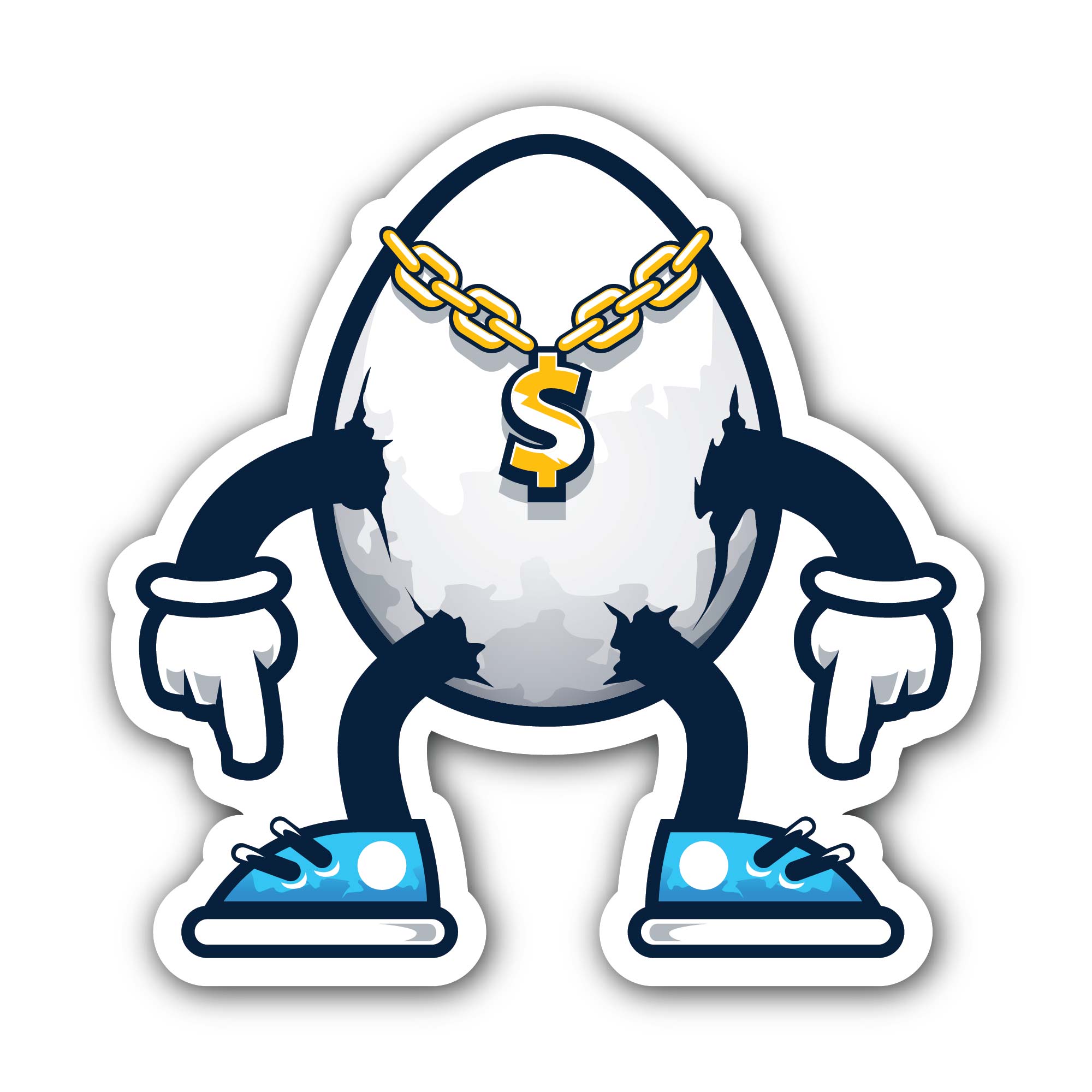 Egg Gangster Money Hip Hop Sticker, Waterproof Vinyl Decal Sticker Indoor Or Outdoor 2 (Pieces) 3" and 5"