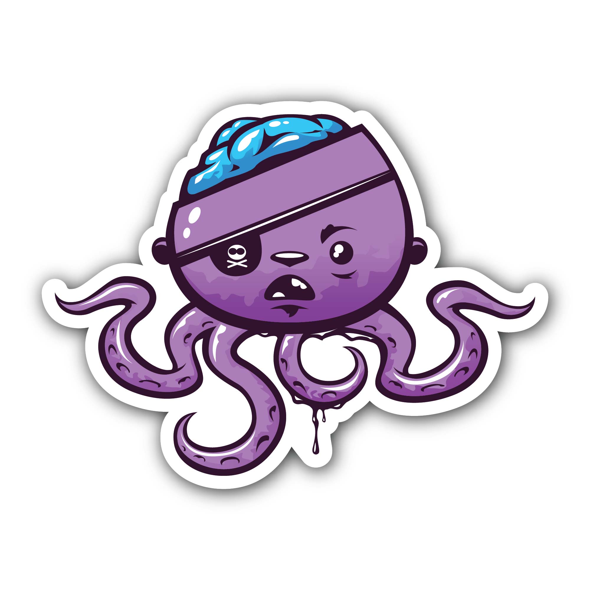 Brain Polyp Pirate Sticker, Waterproof Vinyl Decal Sticker Indoor Or Outdoor 2 (Pieces) 3" and 5"