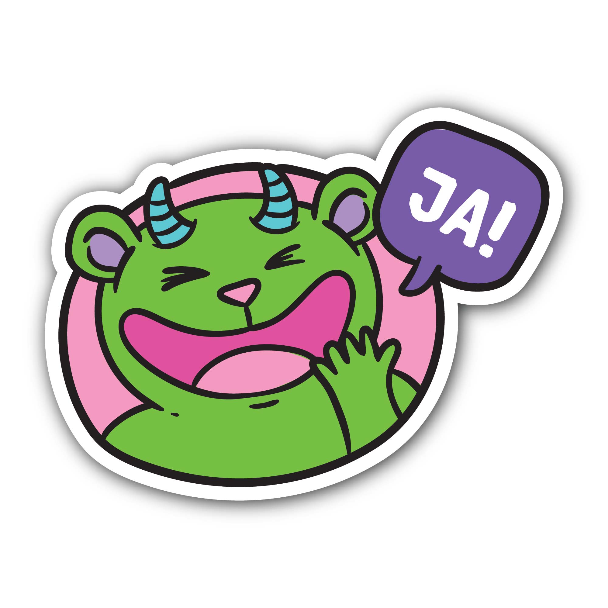 Green Cartoon Monster Sticker, Waterproof Vinyl Decal Sticker Indoor Or Outdoor 2 (Pieces) 3" and 5"