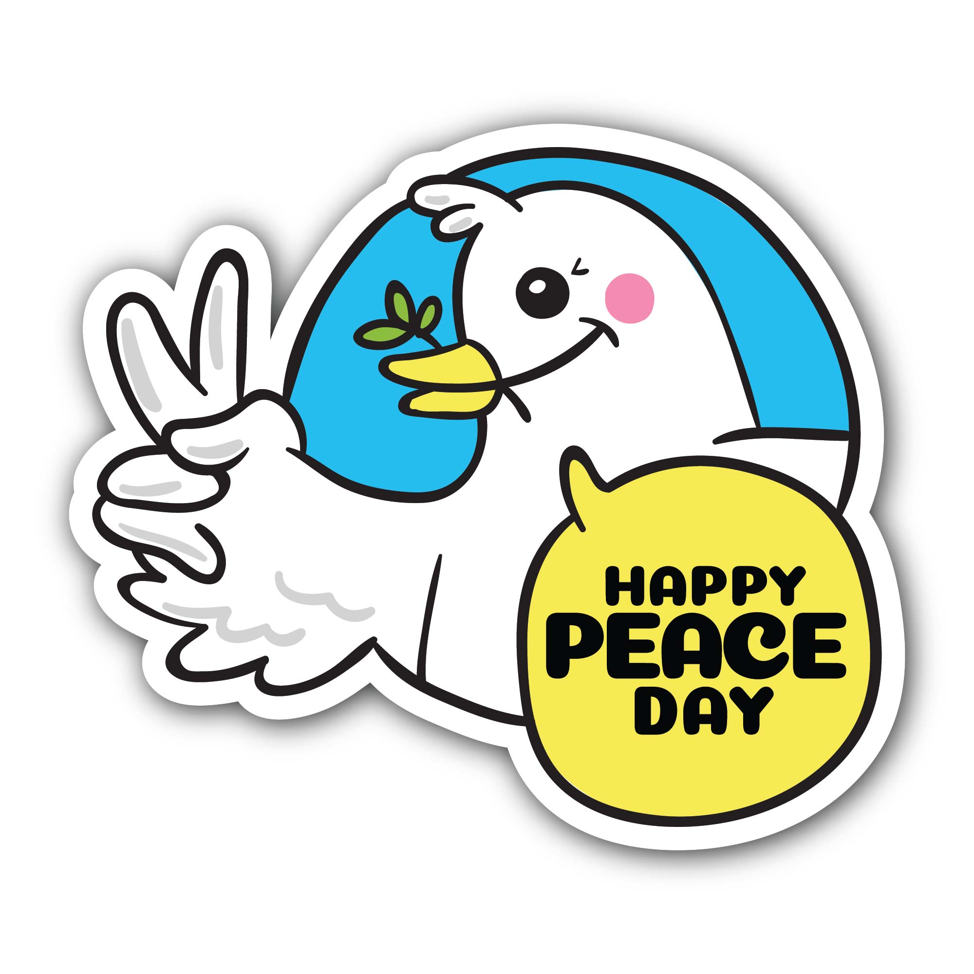 Happy Peace Day Sticker, Waterproof Vinyl Decal Sticker Indoor Or Outdoor 2 (Pieces) 3" and 5"