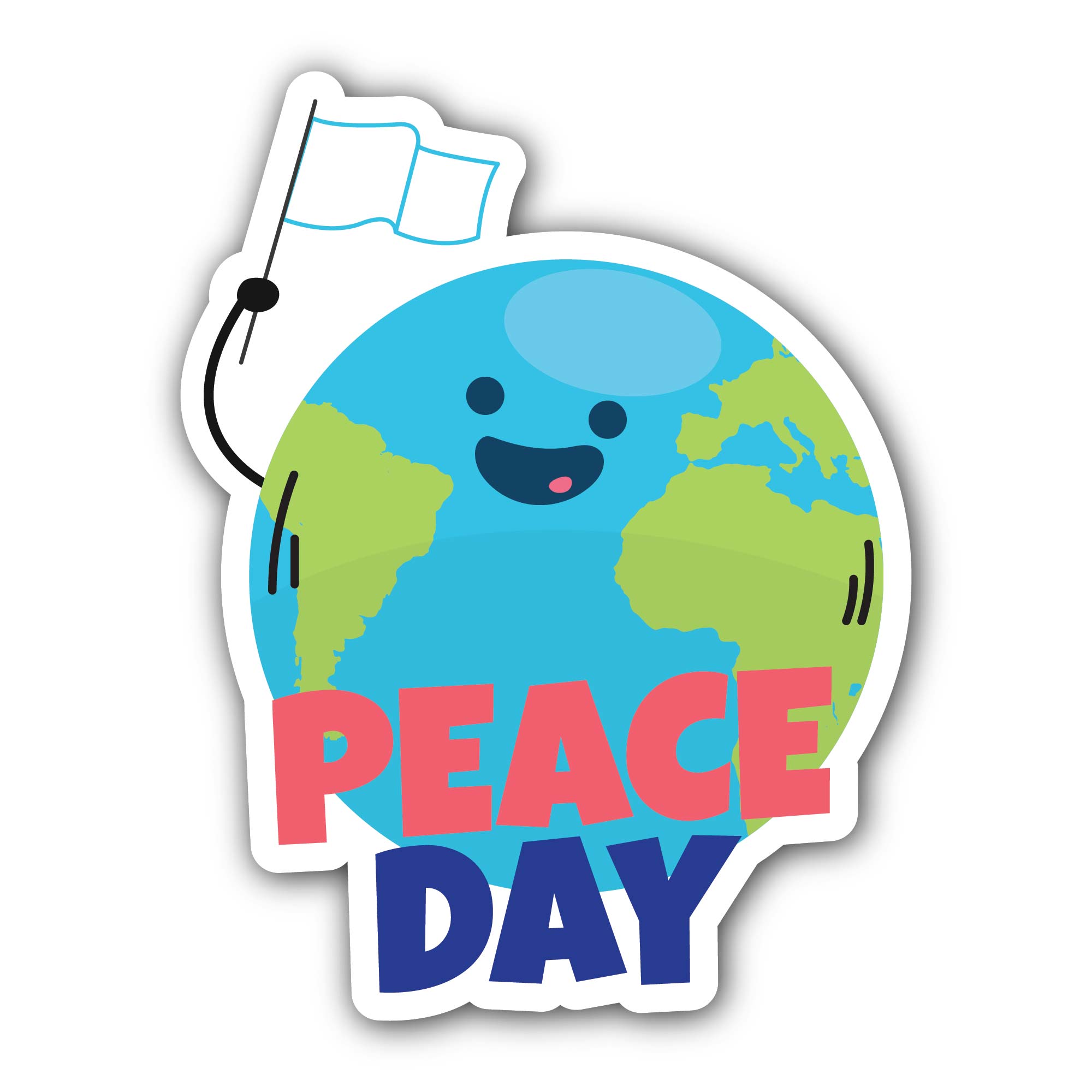 Peace Day Sticker, Waterproof Vinyl Decal Sticker Indoor Or Outdoor 2 (Pieces) 3" and 5"