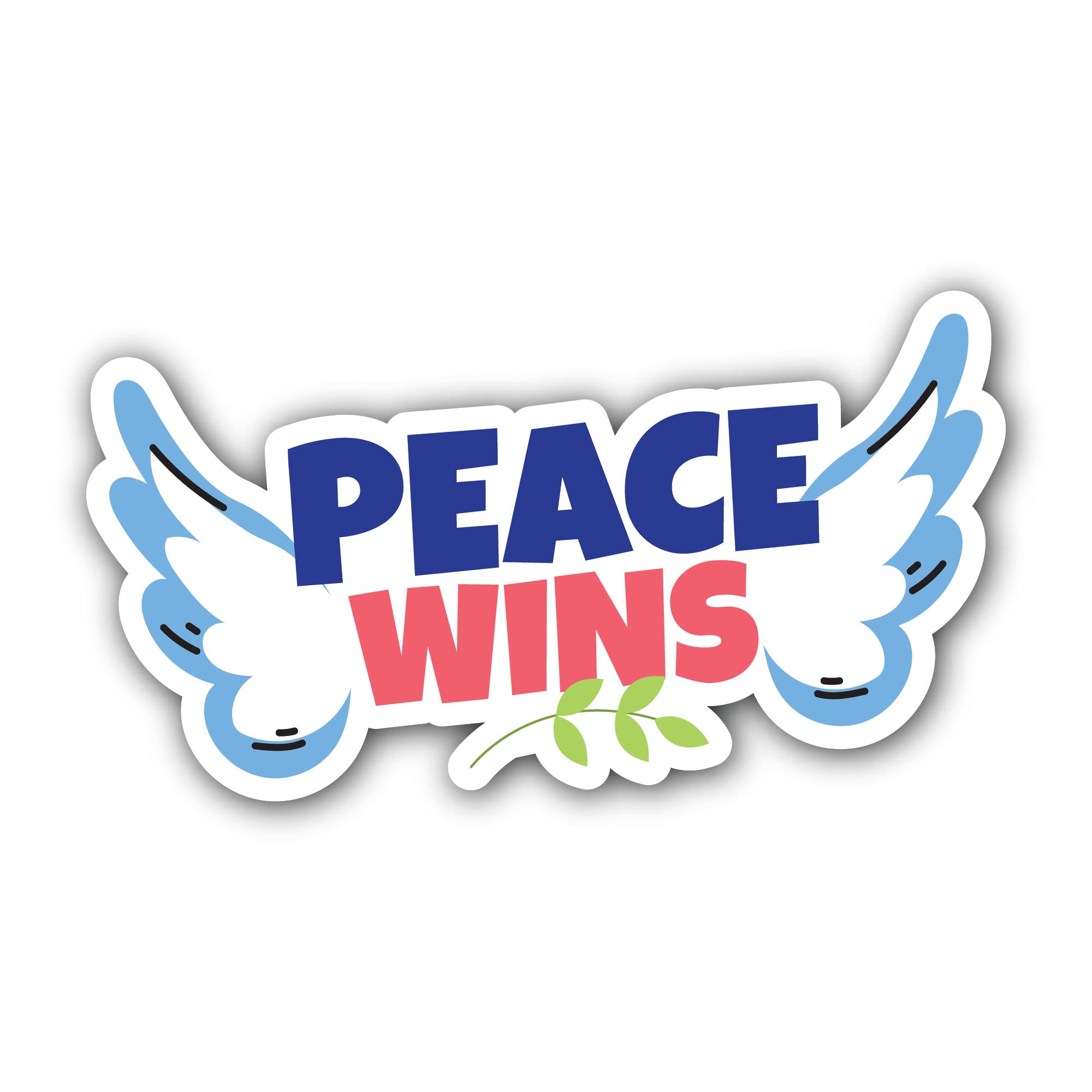 Peace Wins Sticker, Waterproof Vinyl Decal Sticker Indoor Or Outdoor 2 (Pieces) 3" and 5"