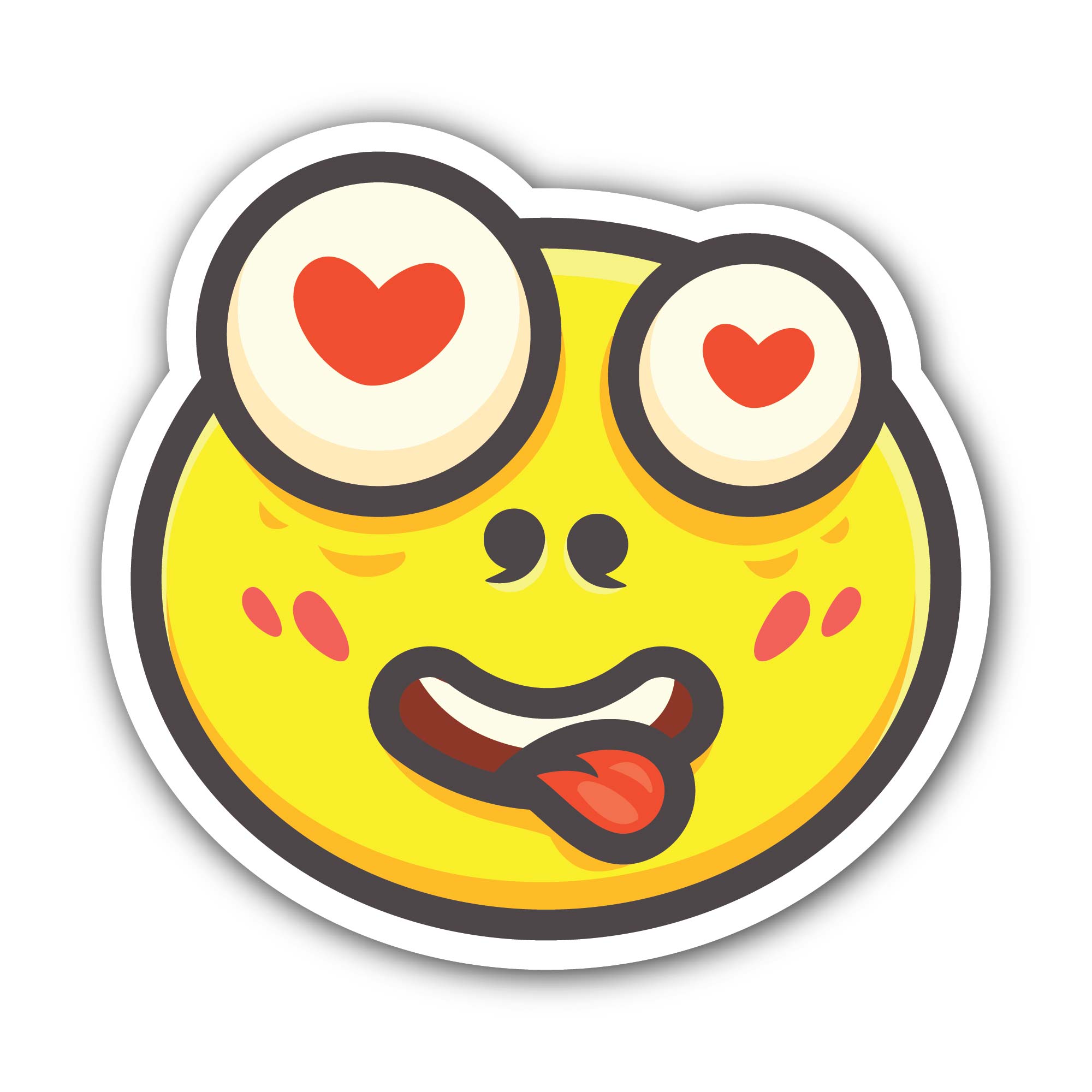 Heart Eyes Emoji Sticker, Waterproof Vinyl Decal Sticker Indoor Or Outdoor 2 (Pieces) 3" and 5"