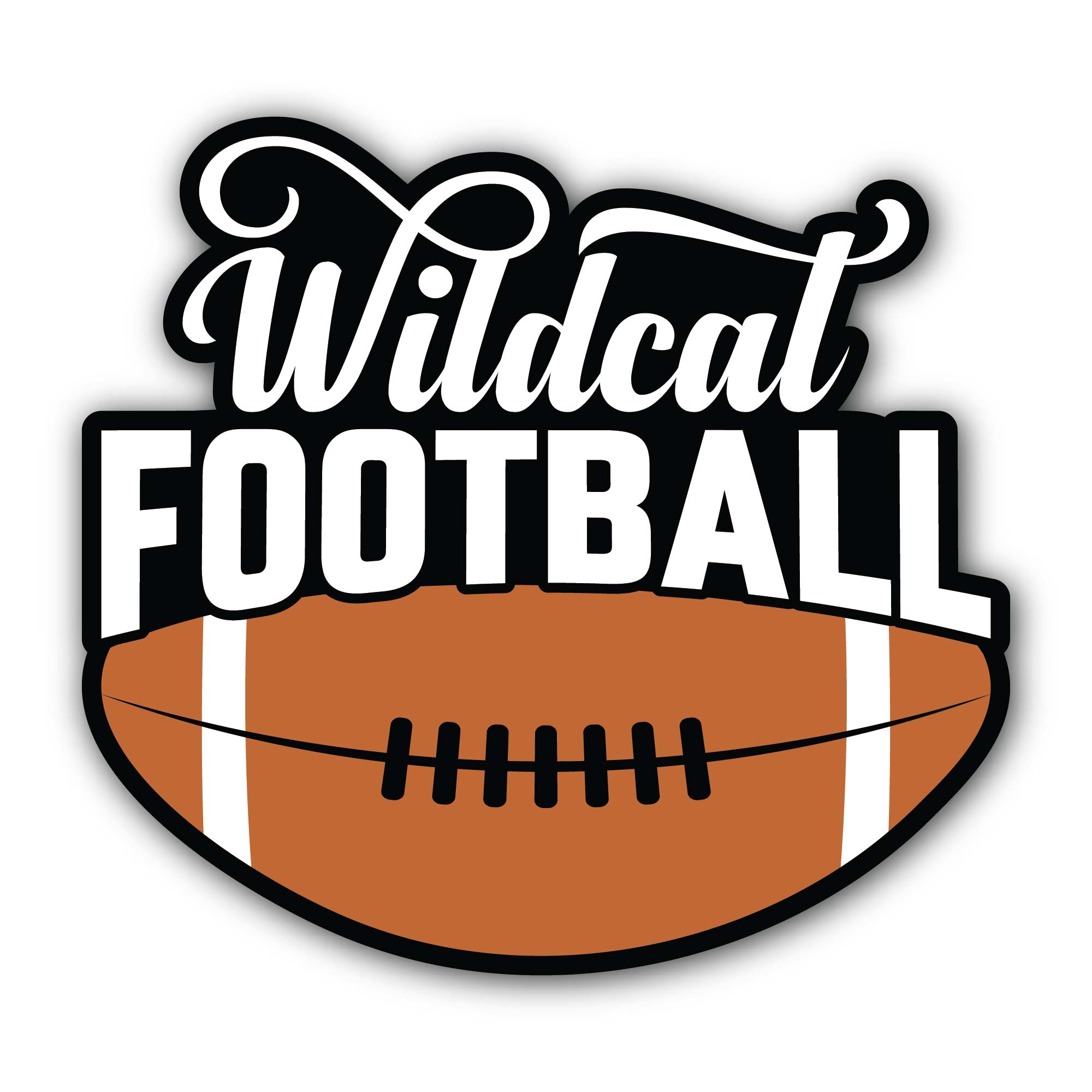 Wildcat Football Sticker, Waterproof Vinyl Decal Sticker Indoor Or Outdoor 2 (Pieces) 3" and 5"