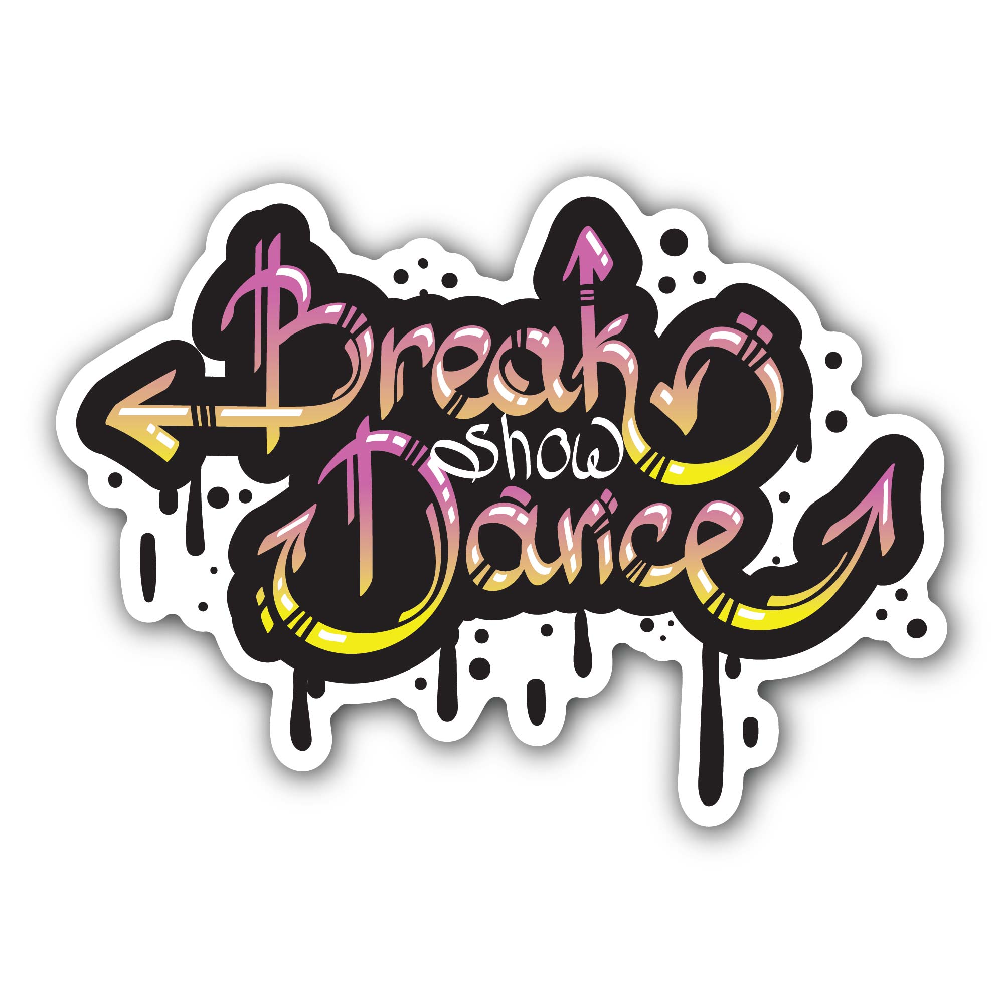 Break Dance Show Sticker, Waterproof Vinyl Decal Sticker Indoor Or Outdoor 2 (Pieces) 3" and 5"