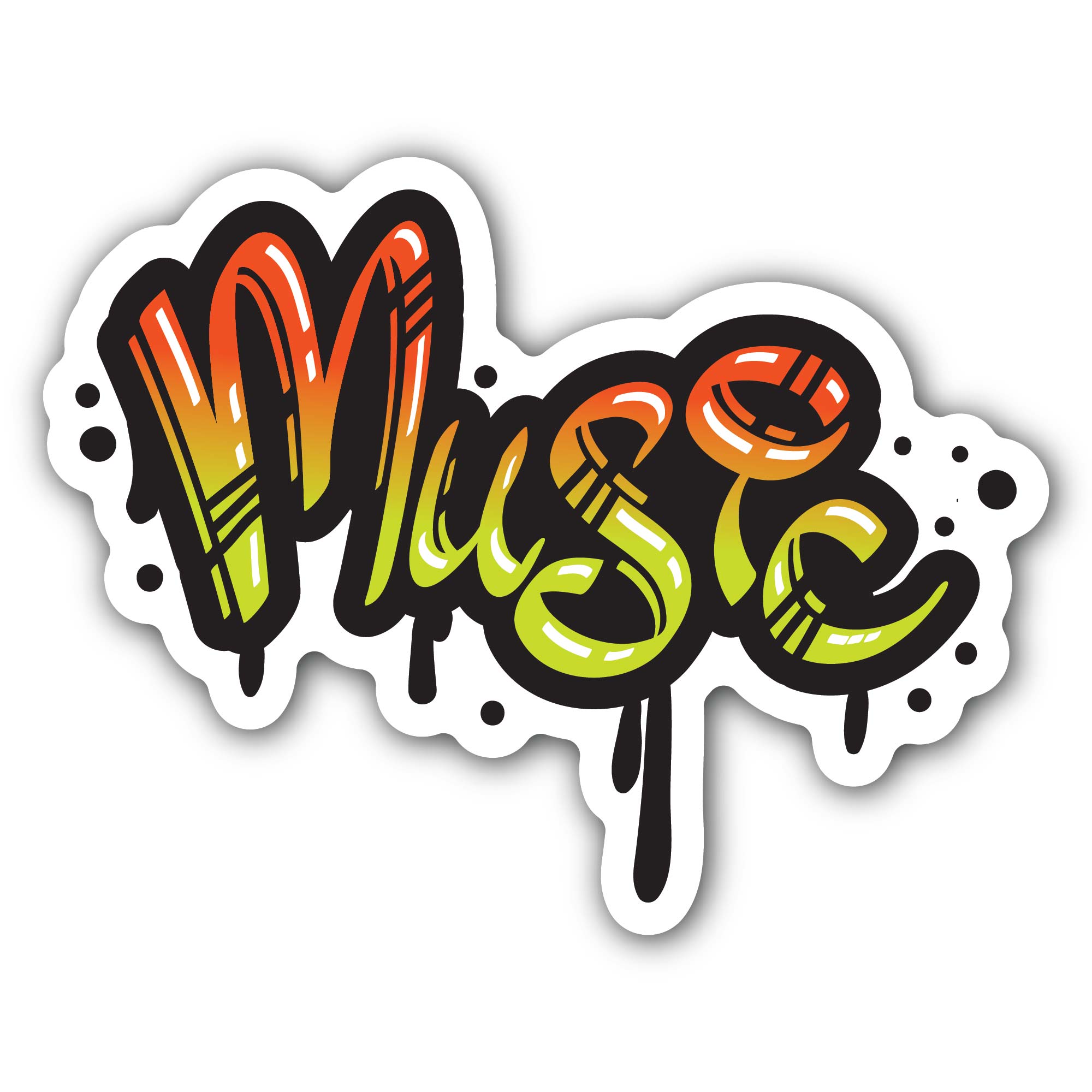 Graffiti Music Sticker, Waterproof Vinyl Decal Sticker Indoor Or Outdoor 2 (Pieces) 3" and 5"
