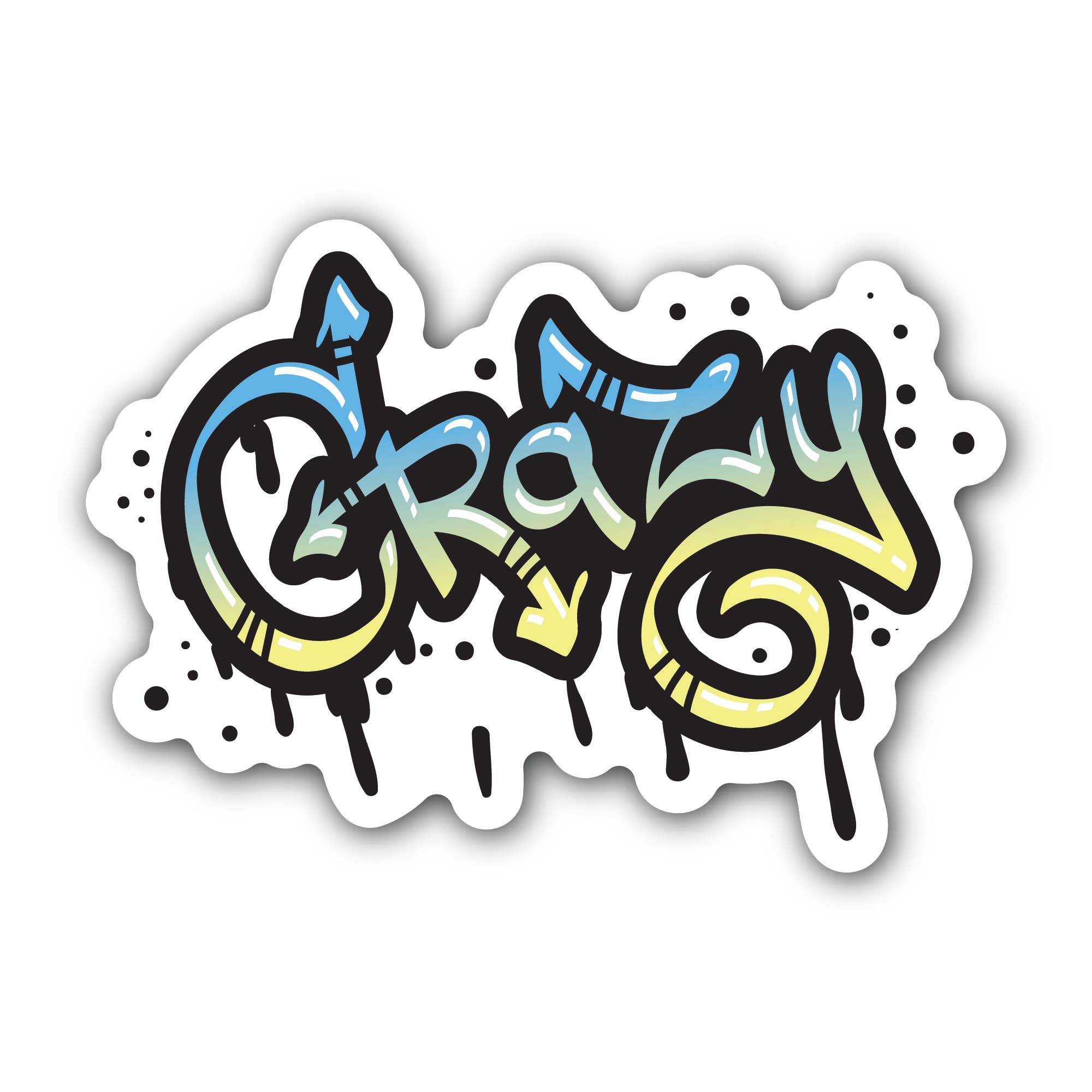 Crazy Graffiti Sticker, Waterproof Vinyl Decal Sticker Indoor Or Outdoor 2 (Pieces) 3" and 5"