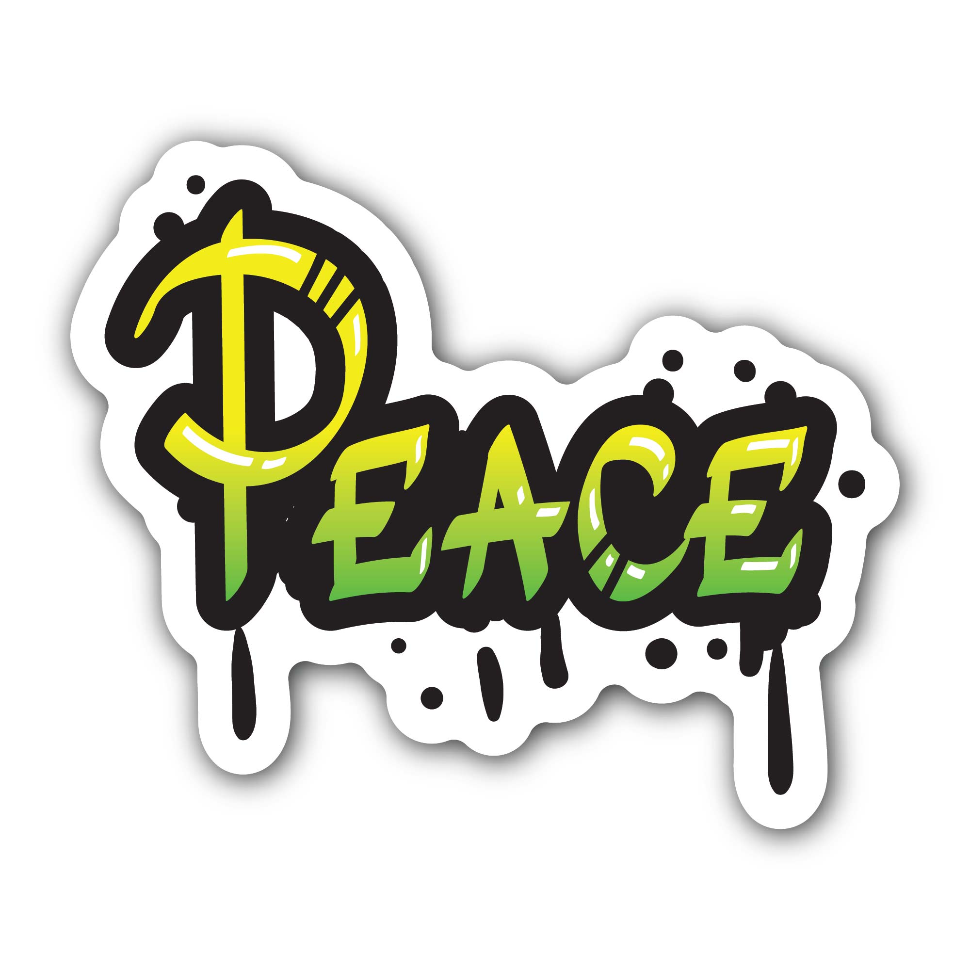 Peace Graffiti Sticker, Waterproof Vinyl Decal Sticker Indoor Or Outdoor 2 (Pieces) 3" and 5"